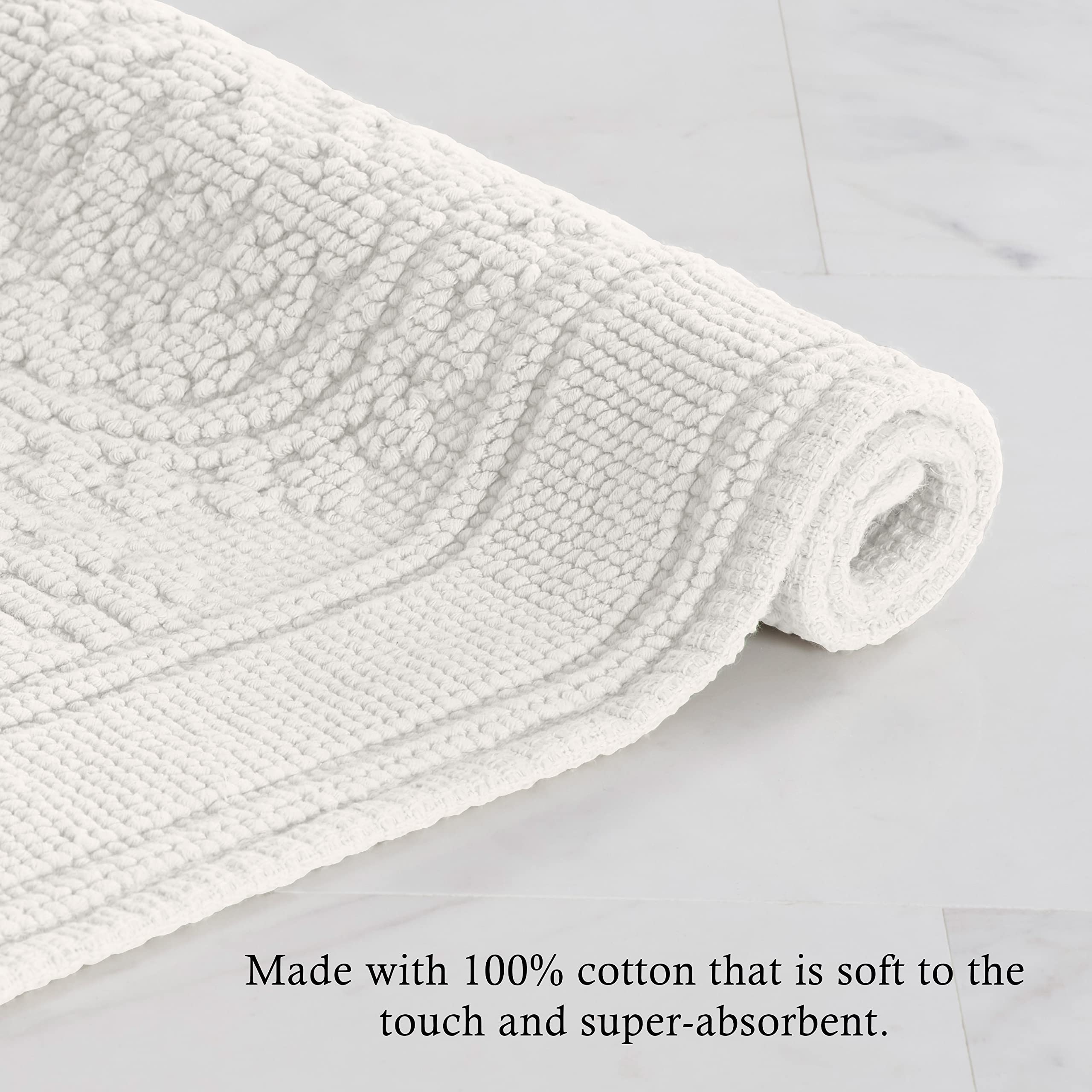 Jean Pierre - Ricardo Bath Mat, Woven Fringe Bathroom Rugs, 100% Cotton, Premium Bathroom Decor - Measures 21'' X 41'' - White
