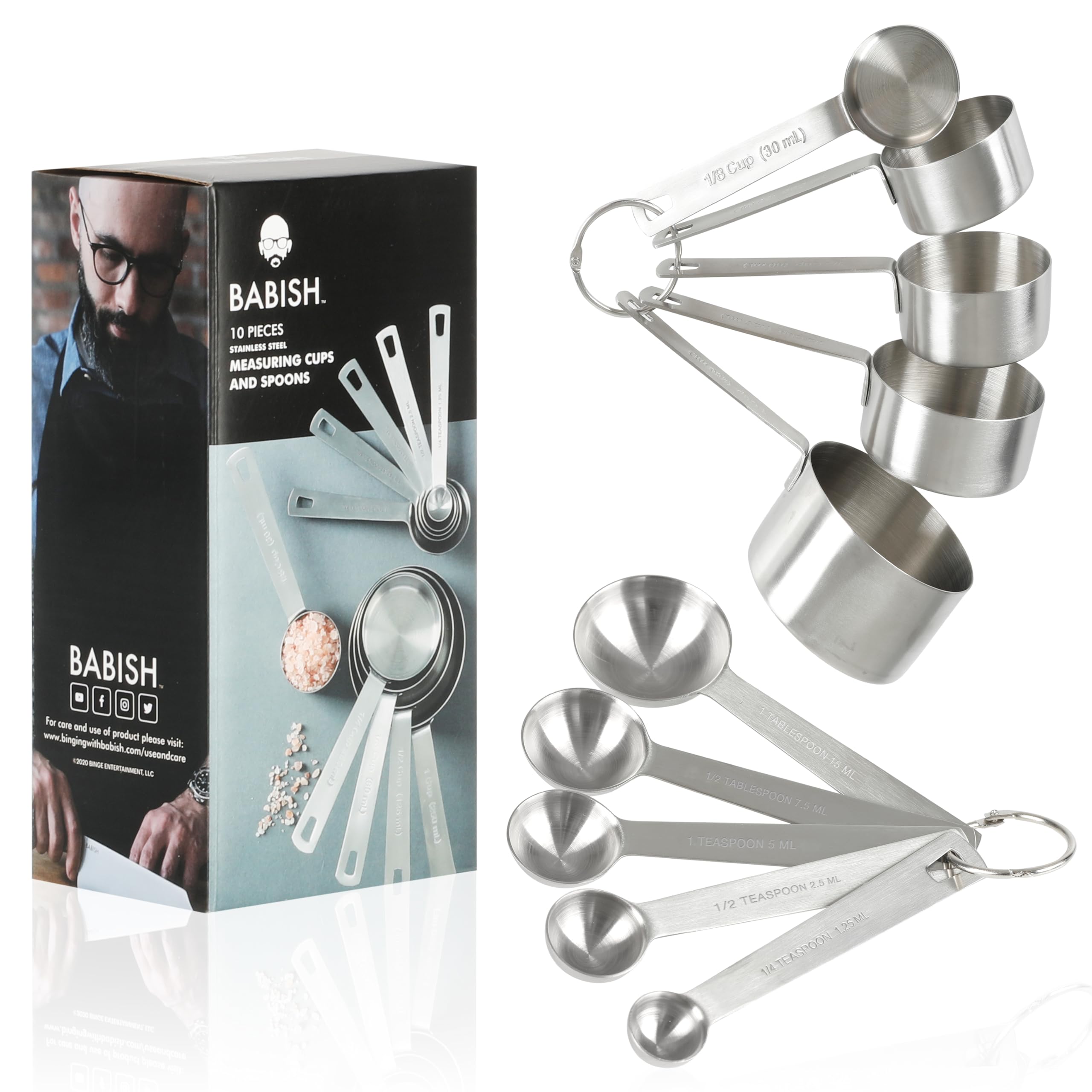 Babish 10-Piece Stainless Steel Measuring Cups & Spoon Set