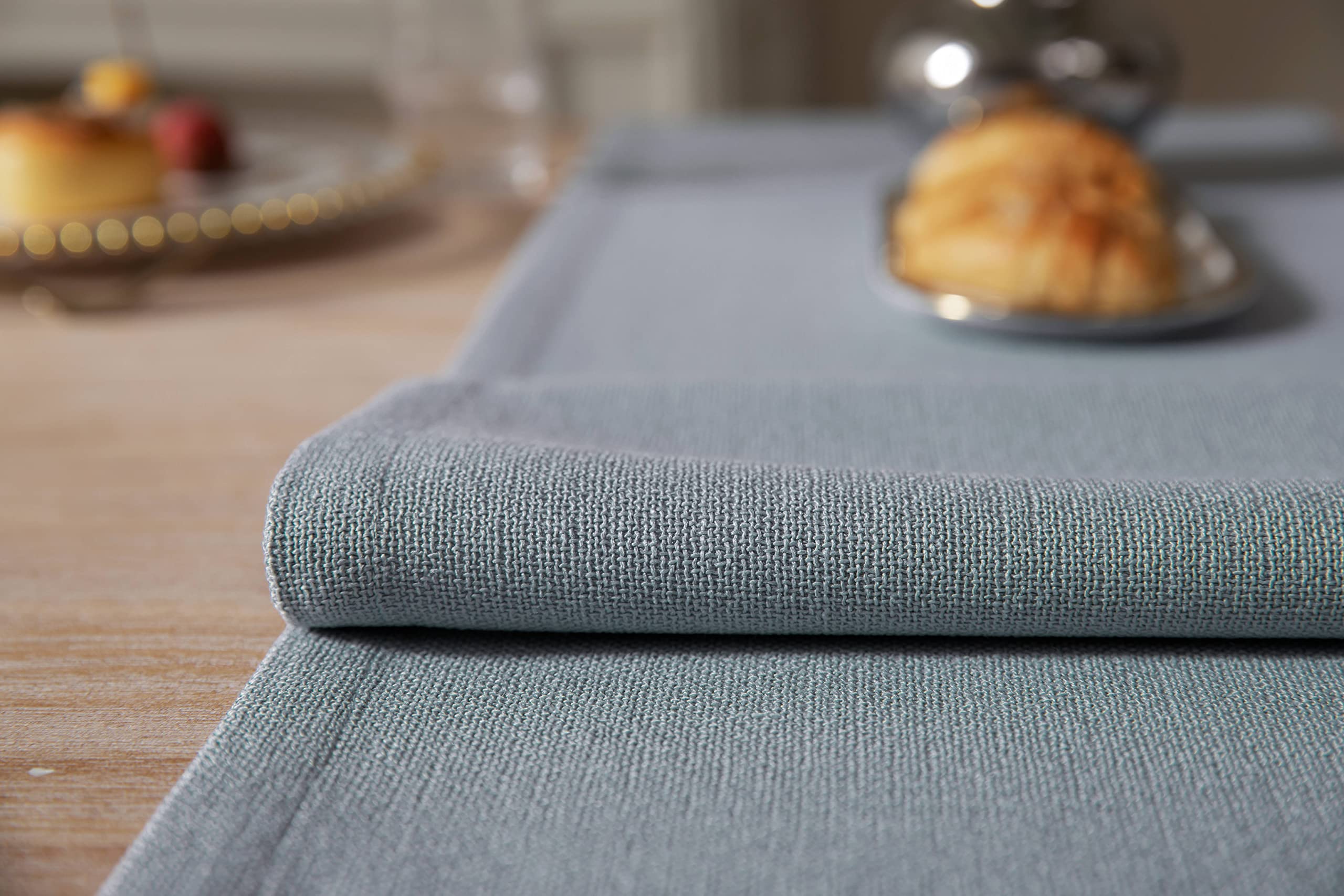 ZeeMart Burlap Style Farmhouse Table Runners 36 Inches Long  Dusty Blue Rustic Woven Dining Table Runner for Everyday Use  14x36 Inches  Light Dusty Blue