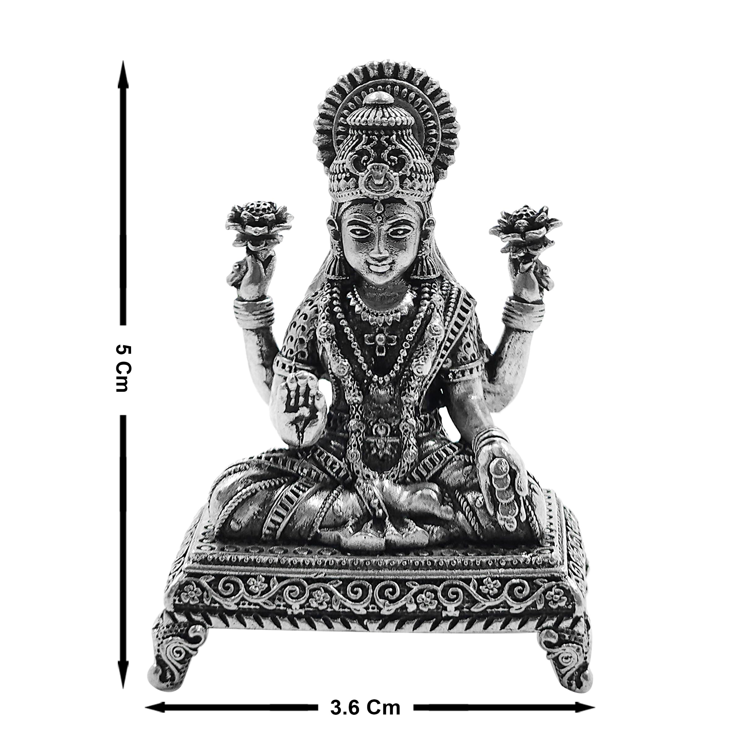 Maa Silver Pure Silver Goddess Lakshmi/Laxmiji Semi-Solid Idol/Murti With Paat & Antique Oxidized Finish Perfect For Pooja/Puja