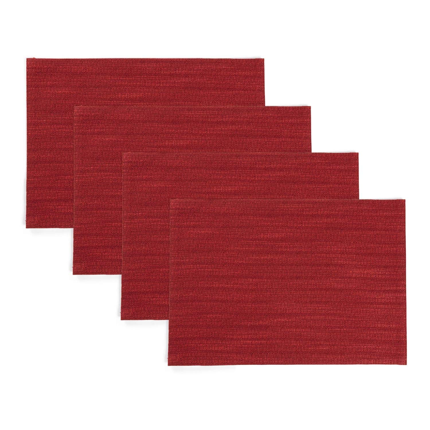 Town & Country Living Harper Stain And Water Resistant Reversible Placemat 4-Pack Set, 13''X17.5'', Deep Redwood