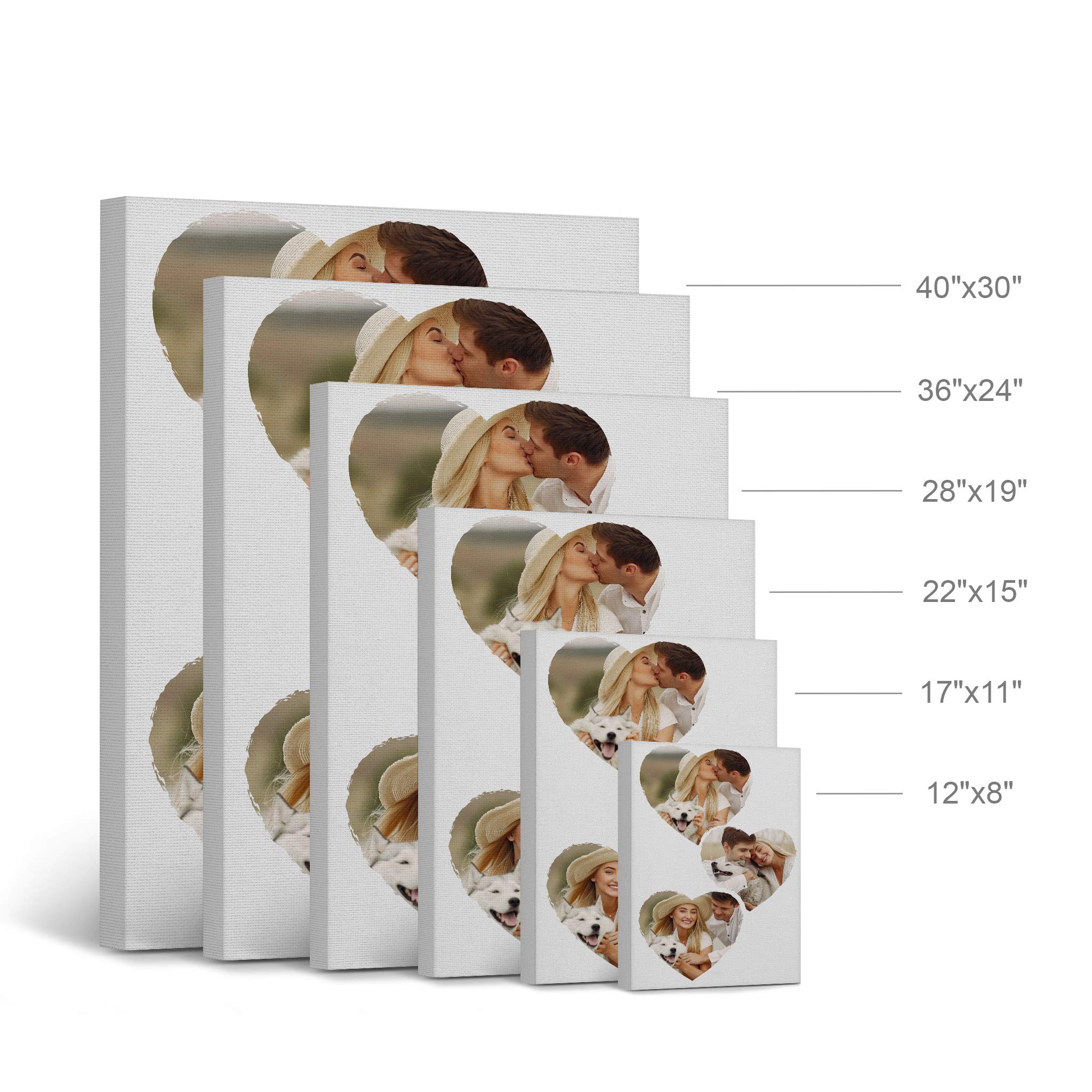 Smile Art Design Custom Photo Print Canvas Print With Your Photos Personalized Photo Upload 3 Images Collage Picture Heart Shape