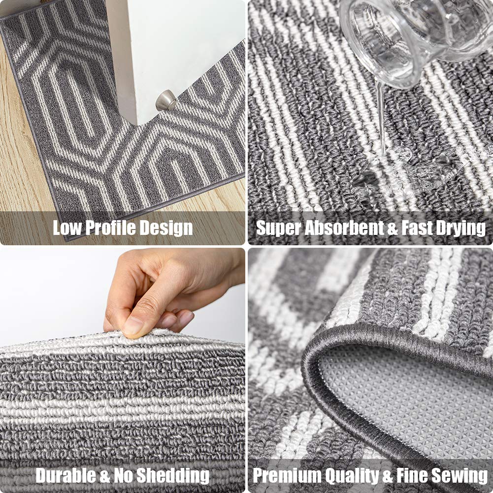 Indoor Doormat 20''X 32'', Absorbent Front Back Door Mat Floor Mats, Rubber Backing Non Slip Door Mats Inside Mud Dirt Trapper E