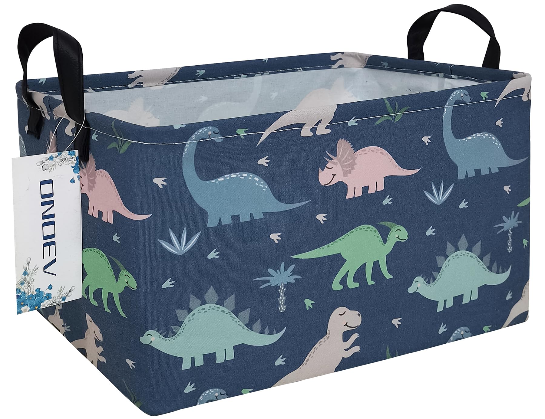 ONOEV Rectangular waterproof laundry basket foldable storage basket laundry Hampers with handle gift basket suitable for children's room and toy storage (Blue Dinosaur)