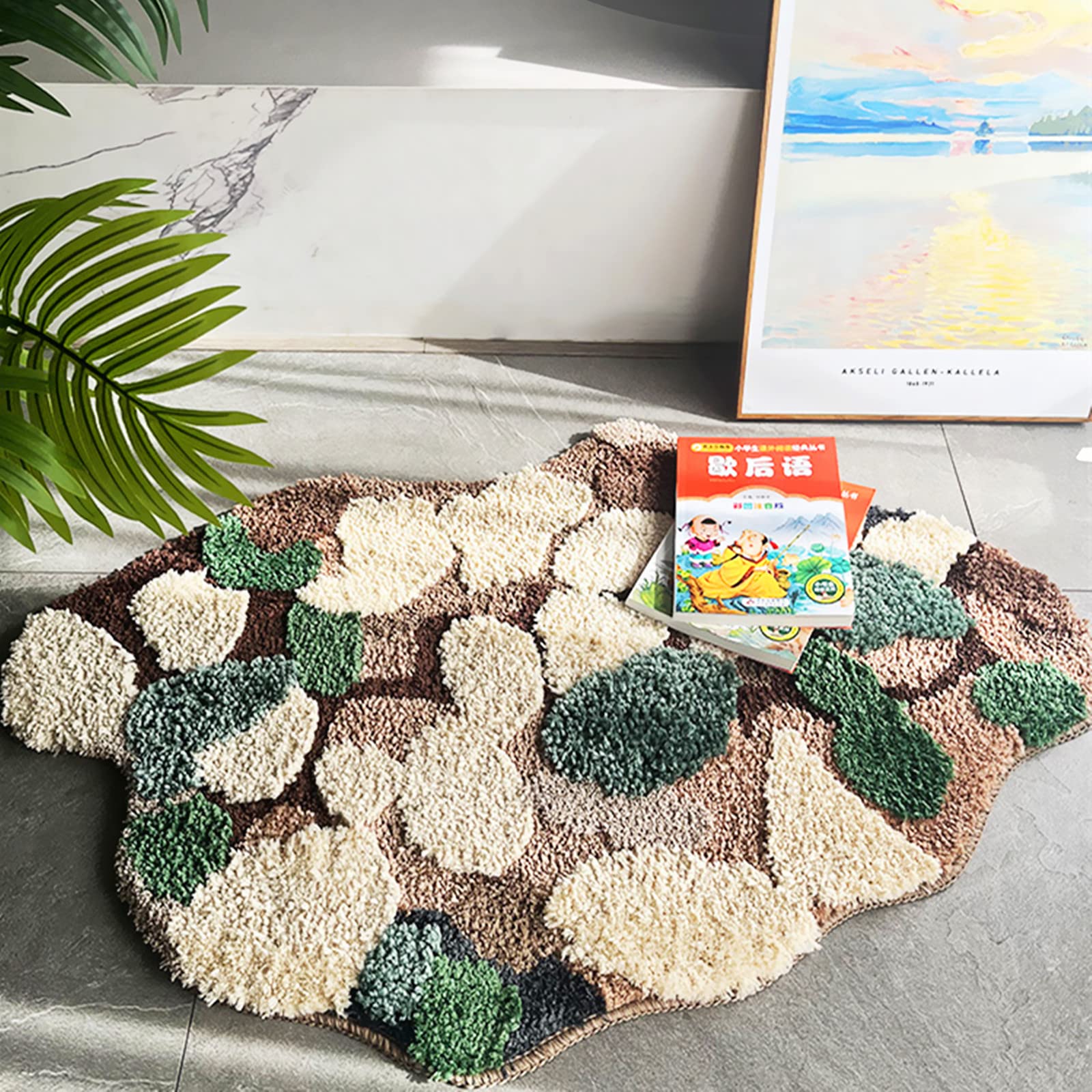 Bath Mat For Bathroom Cute Moss Decor Rug Non Slip Shaggy Bedroom Decor Home Entryway Door Mat 35.4''X23.6''