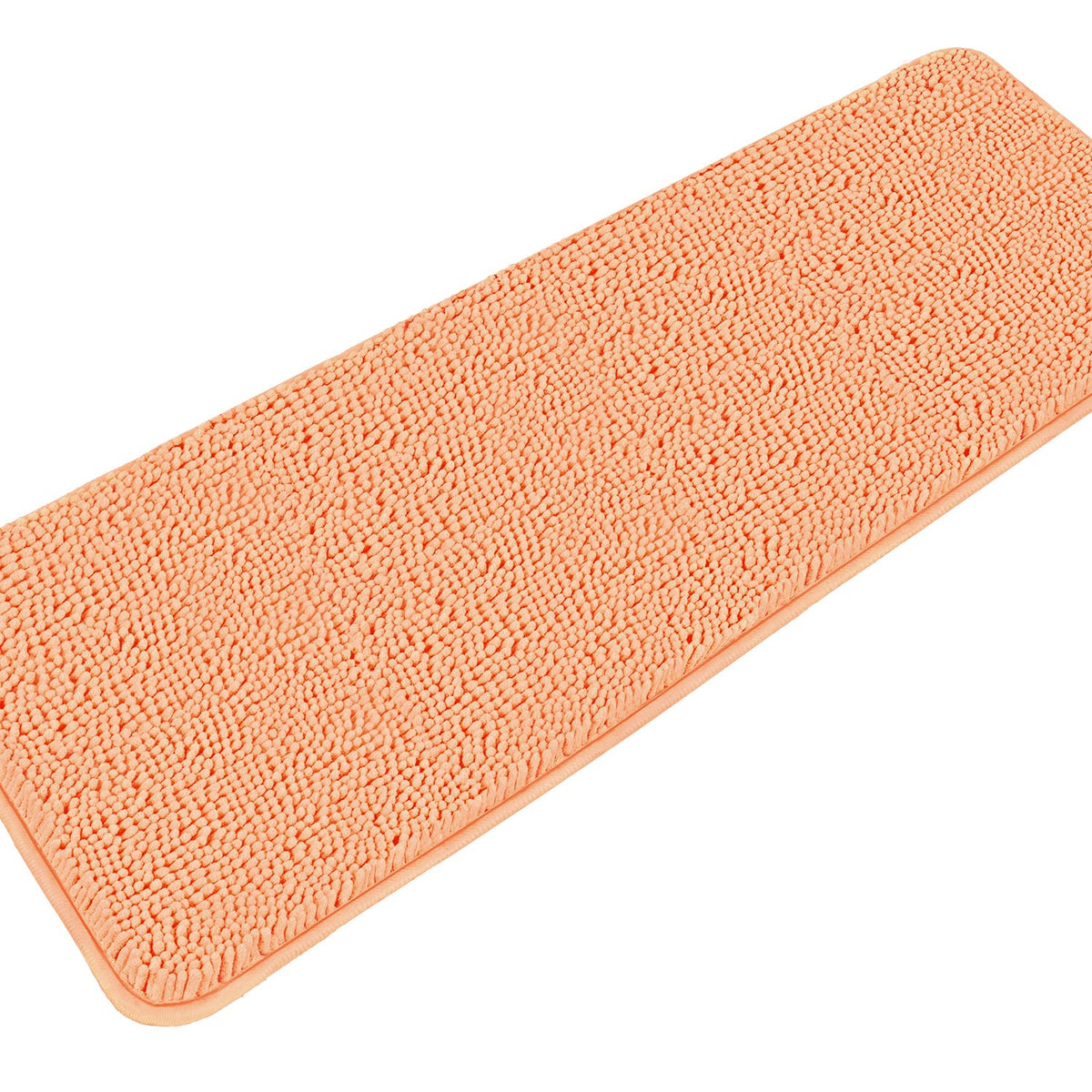 Pureswan Peach 47 X 17 Bathroom Rugs - Absorbent And Washable Bath Mat, Non-Slip, Thick Soft Chenille Bath Rugs For Bathroom Flo