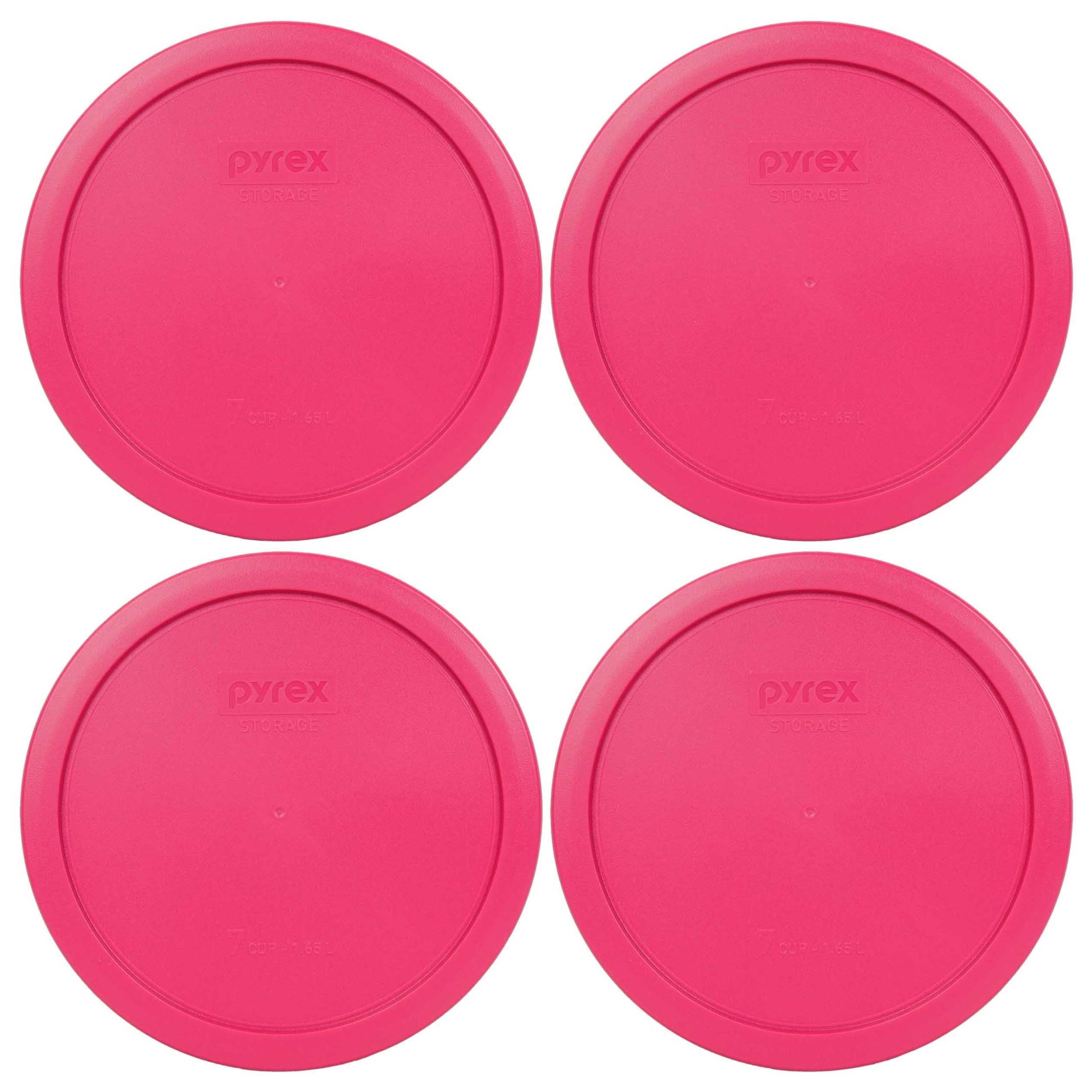 Pyrex 7402-Pc 7-Cup Fuchsia Pink Plastic Food Storage Lid, Made In Usa - 4 Pack