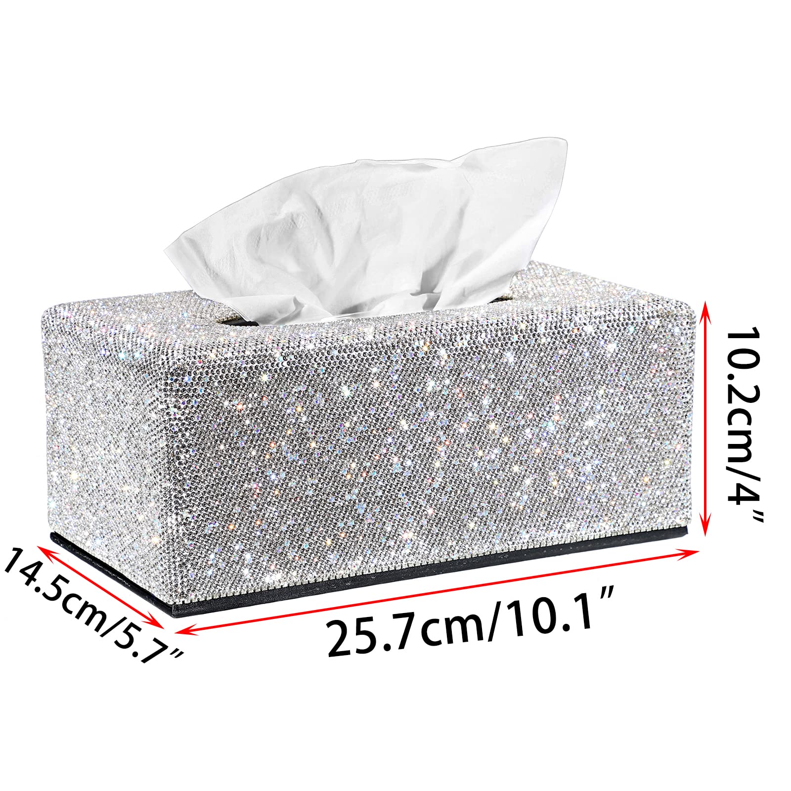 Sumnacon Tissue Box Cover Bling Tissue Box For Bathroom Sparkling Rectangular Tissue Box Holder With Magnetic Gorgeous Tissue Ho