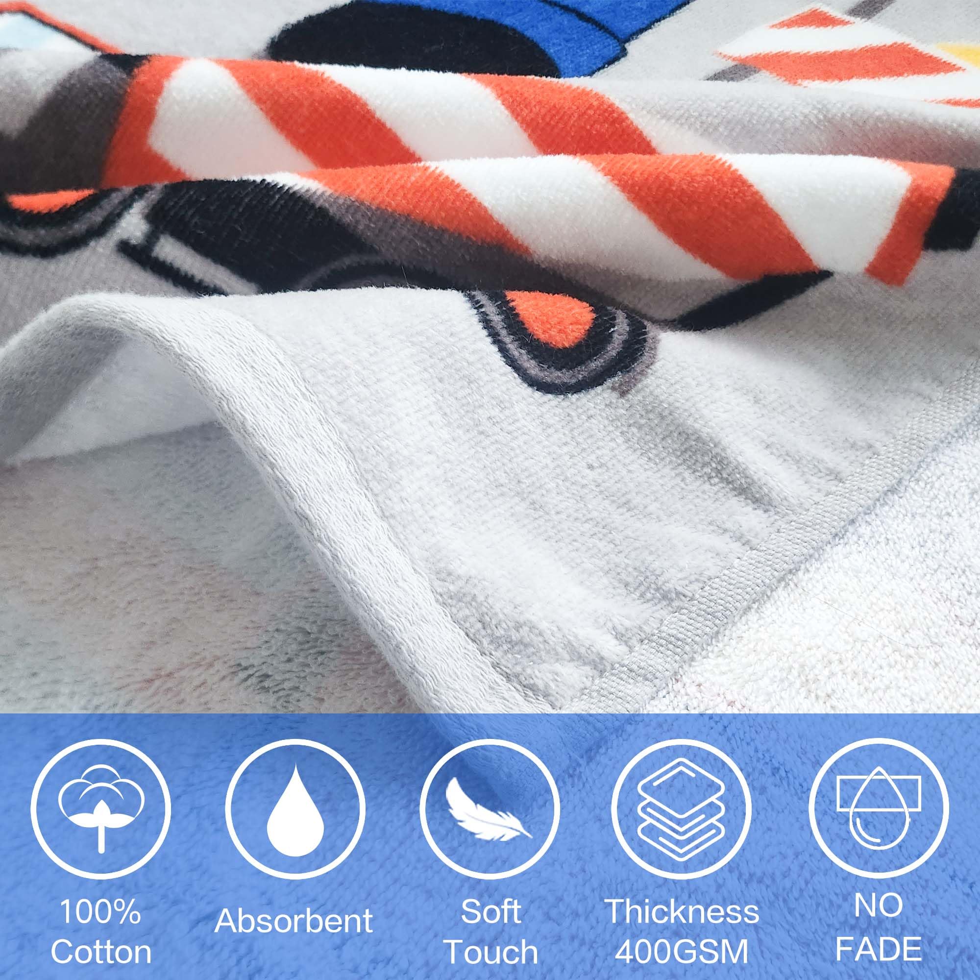 Voova  Movas Kids Beach Pool Towels With Hood, 48X24 Soft Cotton Bathrobe Poncho For Babys Toddlers 2 To 5T, Truck Work Zone The