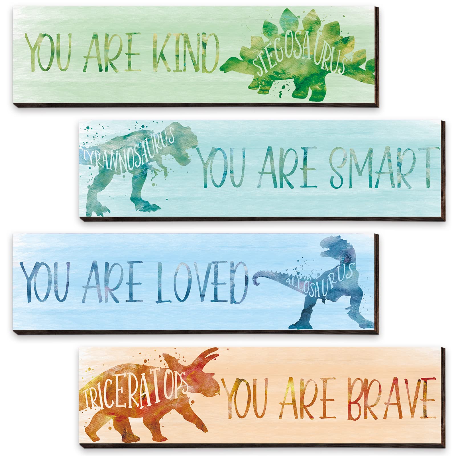 Yalikop 4 Pcs Dinosaur Room Decor For Boys, Inspirational Dinosaur Posters For Kids Room, Dinosaur Wall Decor For Nursery Room C