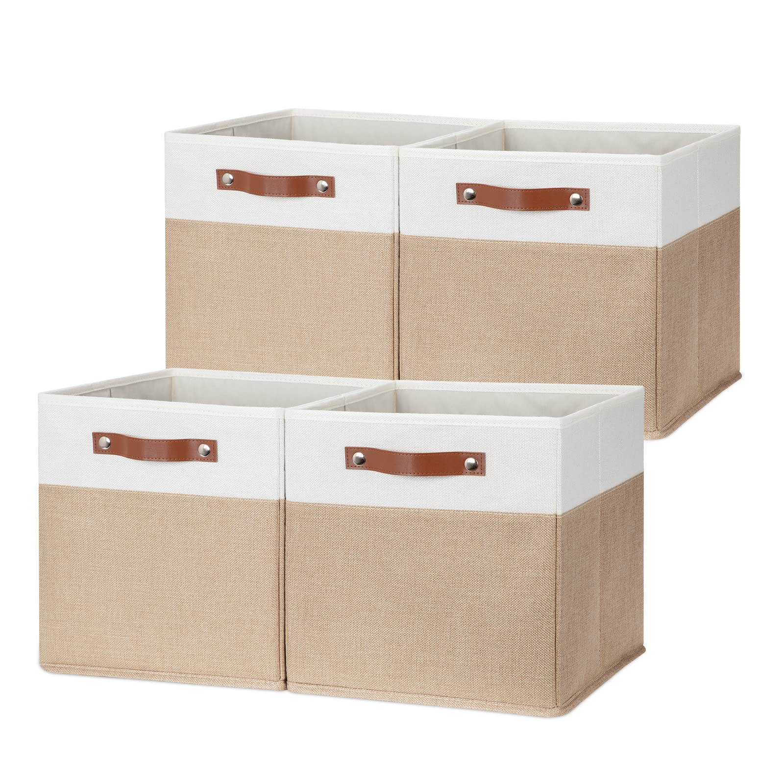 Dullemelo Cube Storage Bins,12 X 12 X 12 Inch Fabric Storage Cubes For Organizing,Collapsible Foldable Linen Canvas Closet Stora