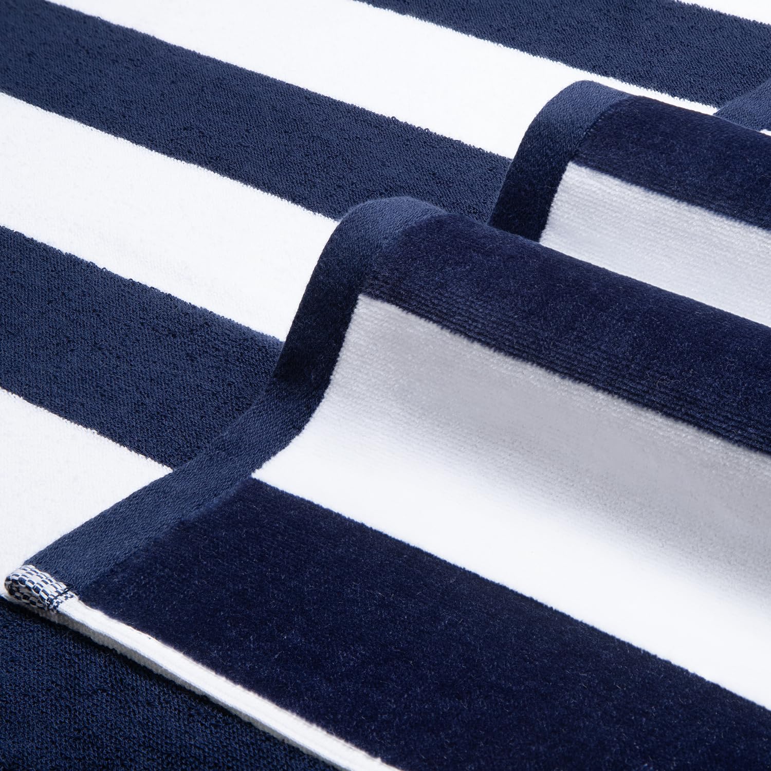 LULUHOME Plush Oversized Beach Towel - Fluffy Cotton Thick 36 x 70 Inch Navy Blue Striped Pool Towels  Large Summer Cabana Swimming Towel for Adults