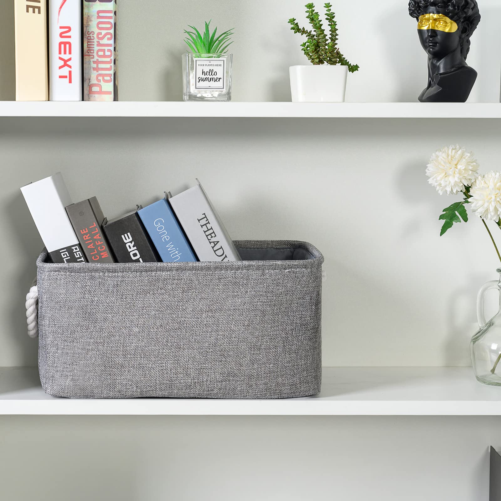 TheWarmHome Large Storage Bins Basket  2 Pack Grey Fabric Storage Cubes for Baby Changing Table Nursery Livingroom Kidsroom Playroom Toy  Collapsible Storage Baskets for organizing Shelves Closet