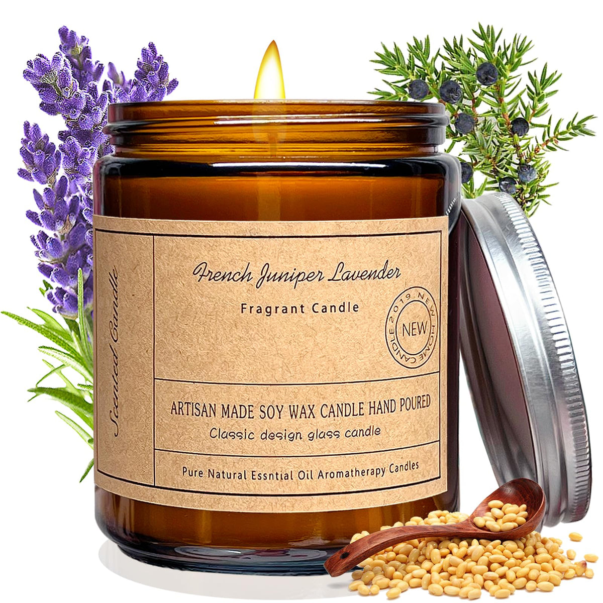Scented Candles, 7oz Lavender Candles for Home Scented, Aromatherapy Candle, Soy Wax Candle Gifts for Stress Relief and Relax, C