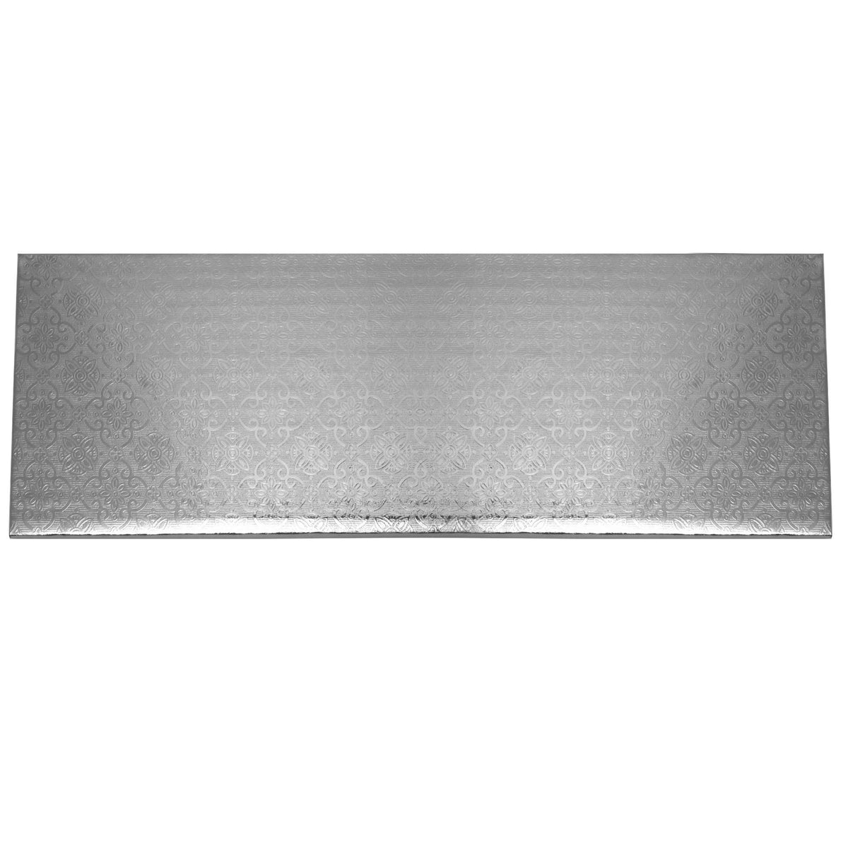 Ocreme Cake Board, Silver Foil Narrow Rectangle - Log Cake Board, Wraparound Silver Pastry Drum Boards With Gorgeous Design, Stu