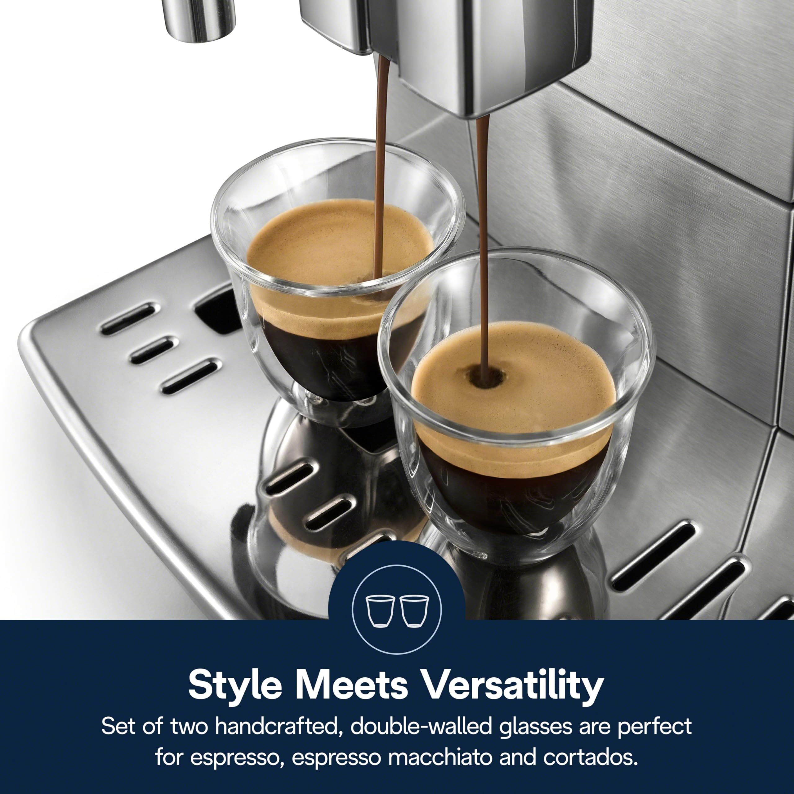 De'Longhi DeLonghi Double Walled Thermo Espresso Glasses  Set of 2  Regular  Clear  60 milliliters