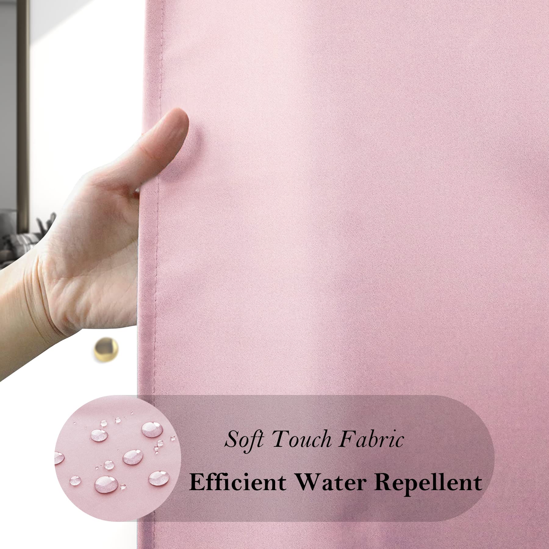 Aoohome Extra Long 72X78 Inch Shower Liner, Fabric Solid Color Shower Curtain Liner With Hooks, Weighted Hem, Water Repellent, P