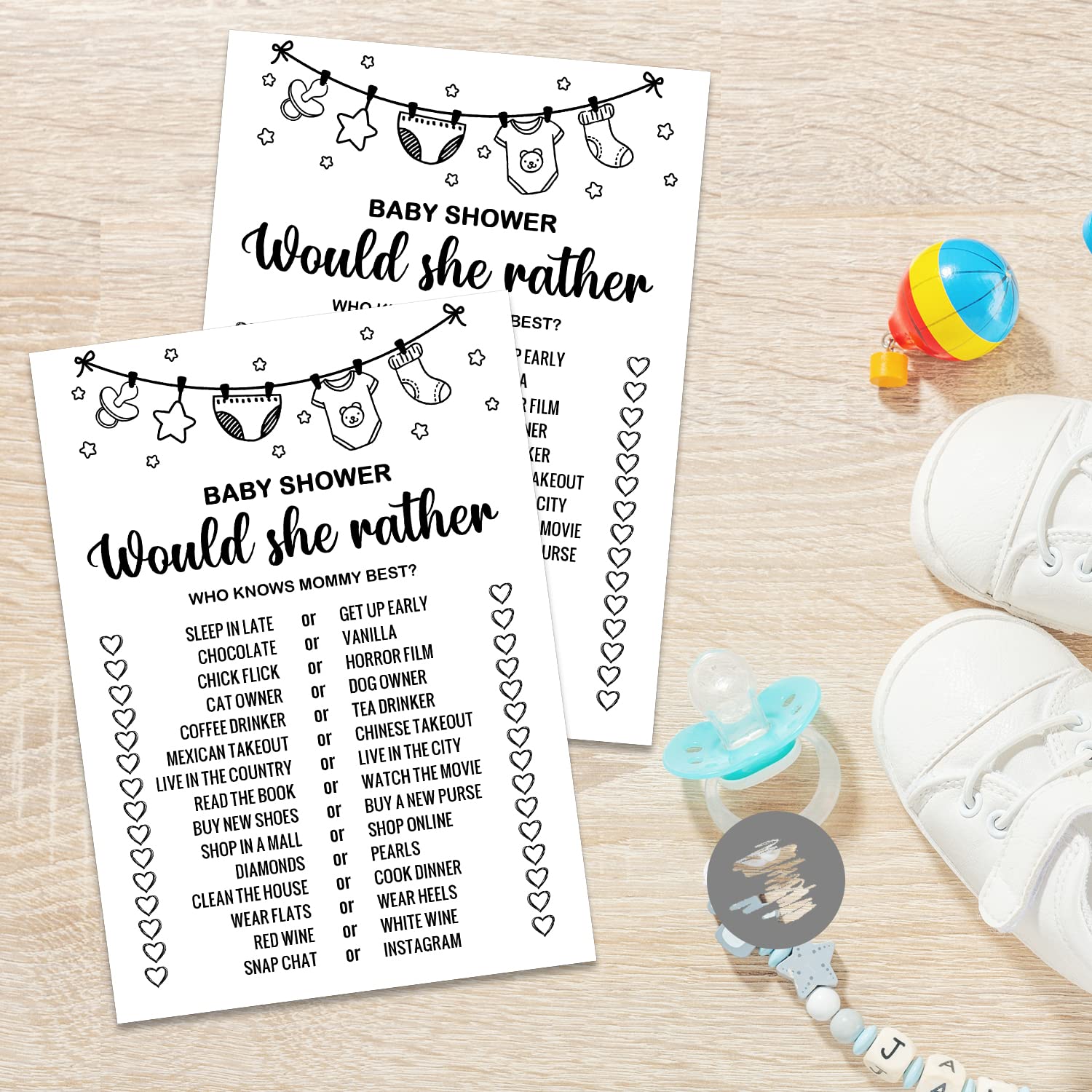 Bridal Shower Game Cards, Would She Rather Bridal Shower Game, Rustic Bridal Wedding Shower Or Bachelorette Party Game, Bridal S