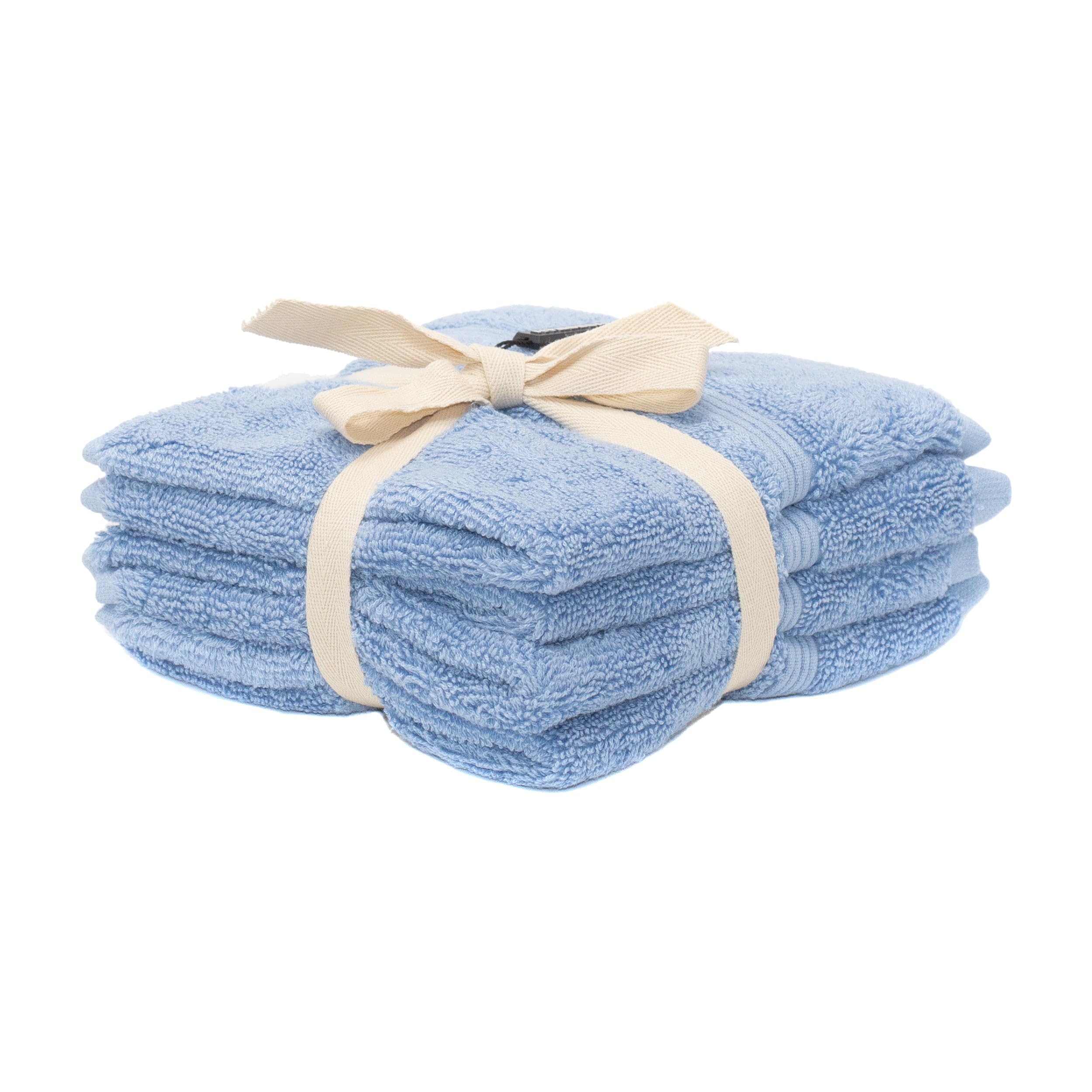 Mosobam 700 GSM Hotel Luxury Washcloths 13X13  Set of 4  Allure Blue  Turkish Baby Bath Towel  Face Washcloth  Viscose Made from Bamboo - Turkish Cotton