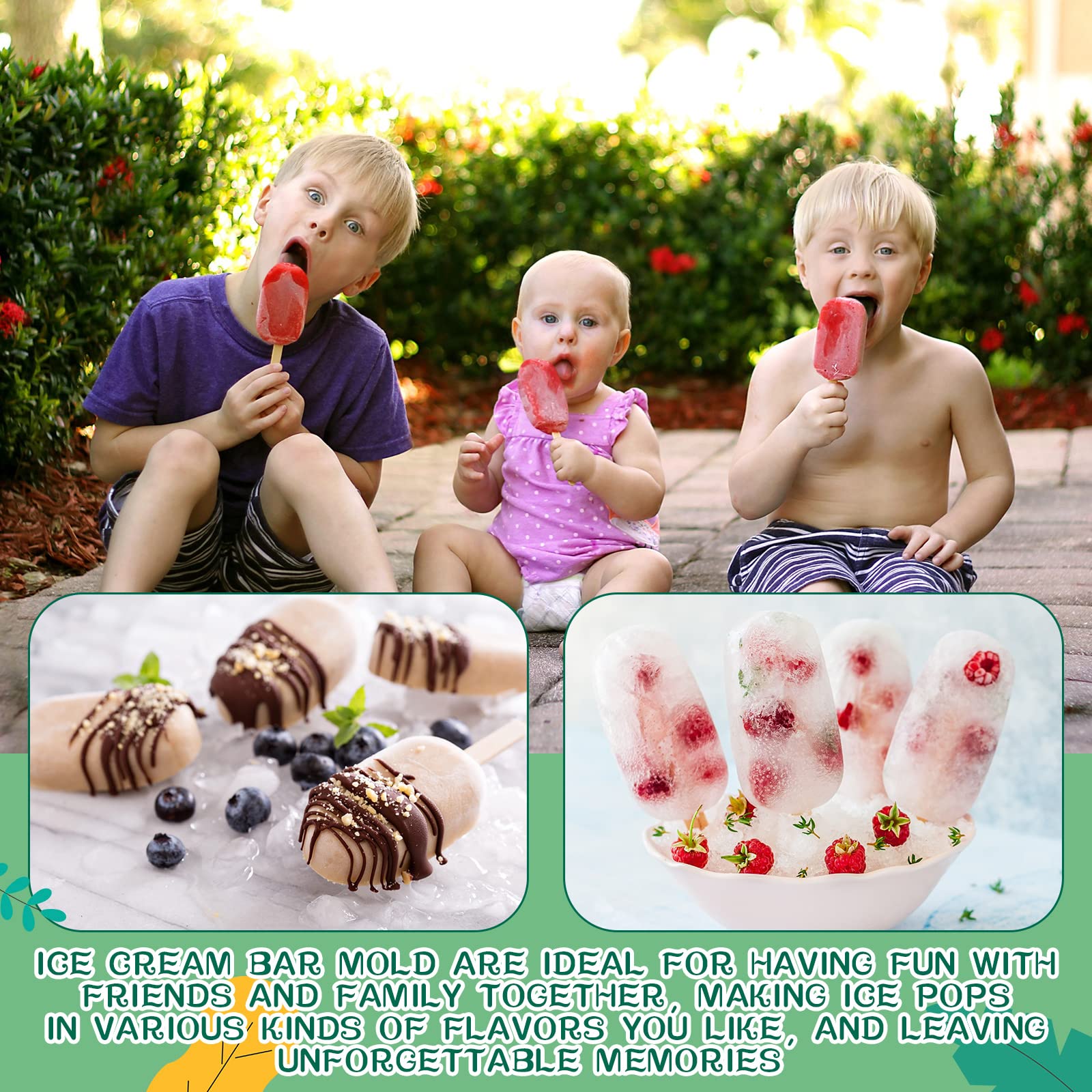 Irenare 12 Pcs Cakesicle Molds Set, 4 Cavities Ice Pop Mold Silicone Cake Pop Mold Ice Cream Molds Oval With 400 Wooden Sticks F