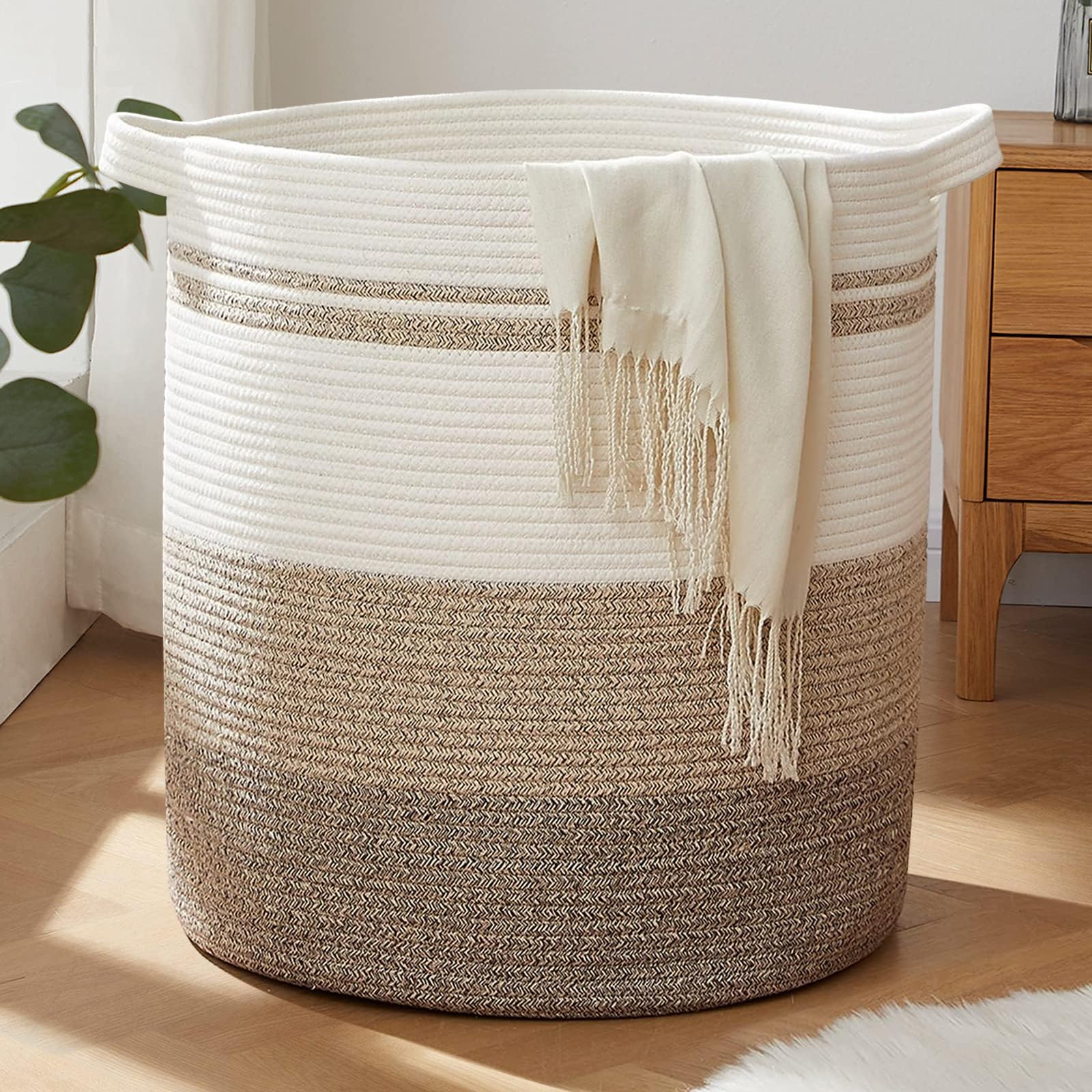 Oiahomy 100L Laundry Baskets-Laundry Hamper, Storage Basket With Handles, Decorative Basket For Living Room, Woven Storage Baske