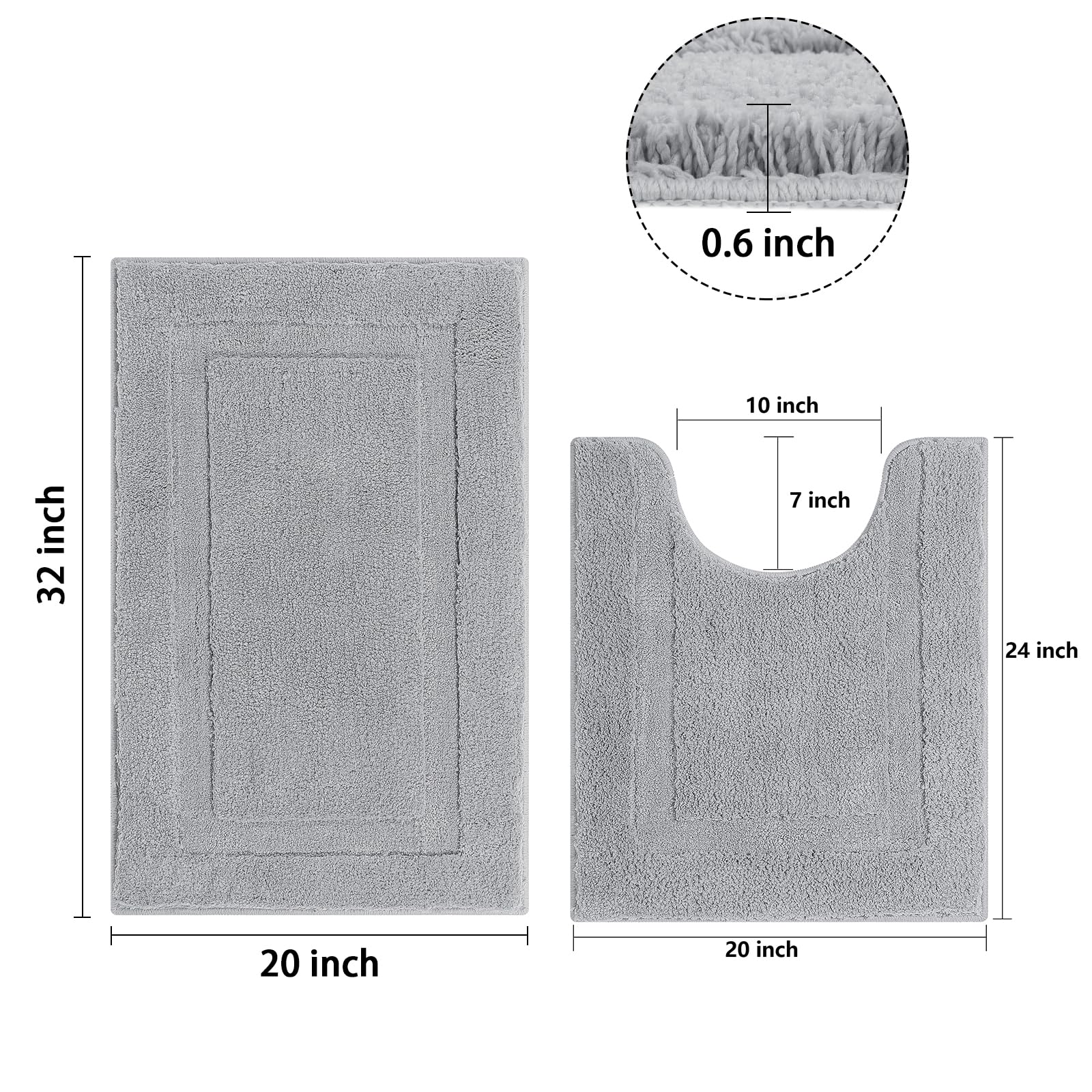 Shacos Bathroom Toilet Rugs Set Of 2 Pieces Bathroom Rugs Bath Mats U Shaped Toilet Rug Mat Fluffy Plush Non Slip Bathroom Carpe