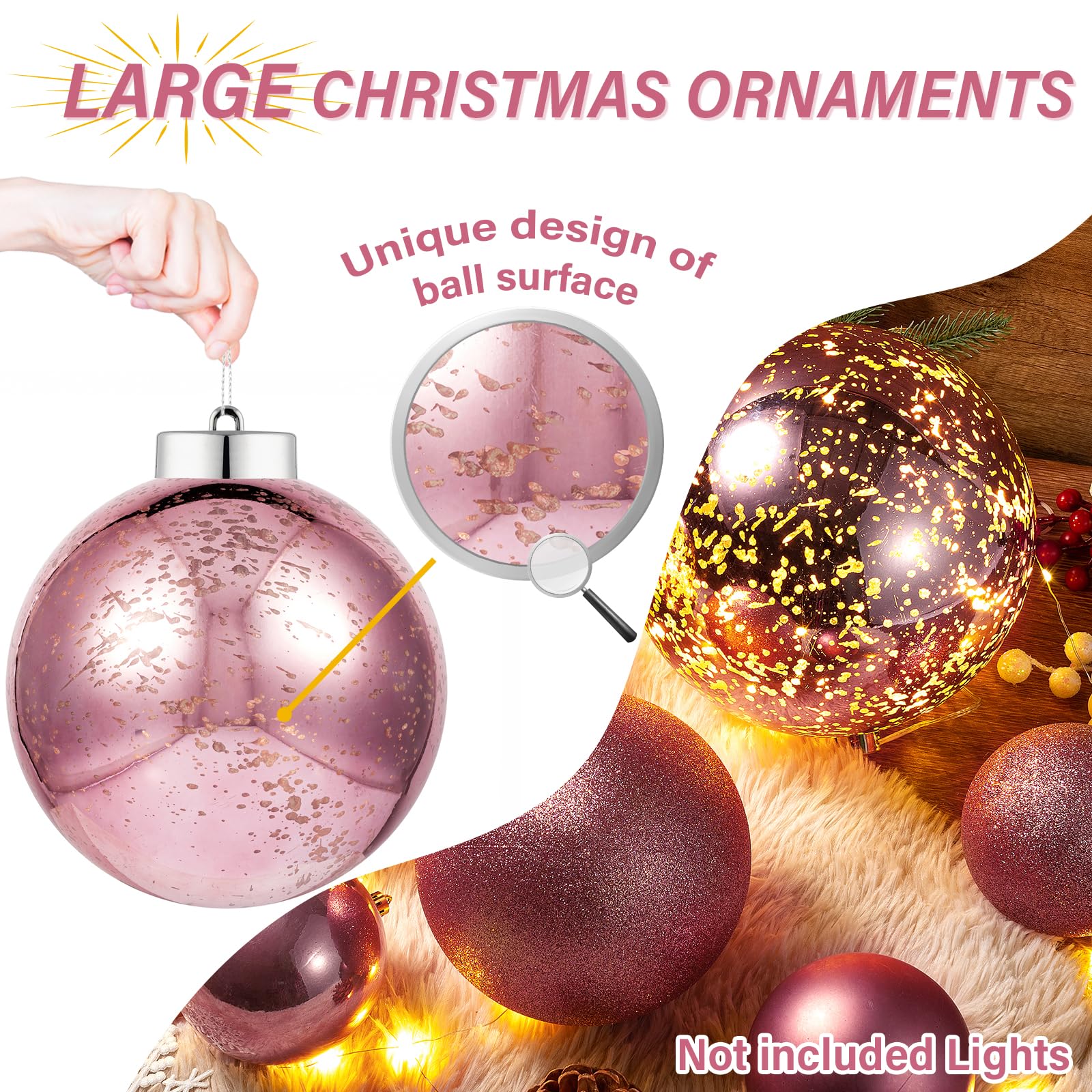 XmasExp 8in Large Christmas Ornaments Christmas Ball Ornaments Giant Tree Decoration Shatterproof Decorative Hanging Balls for H