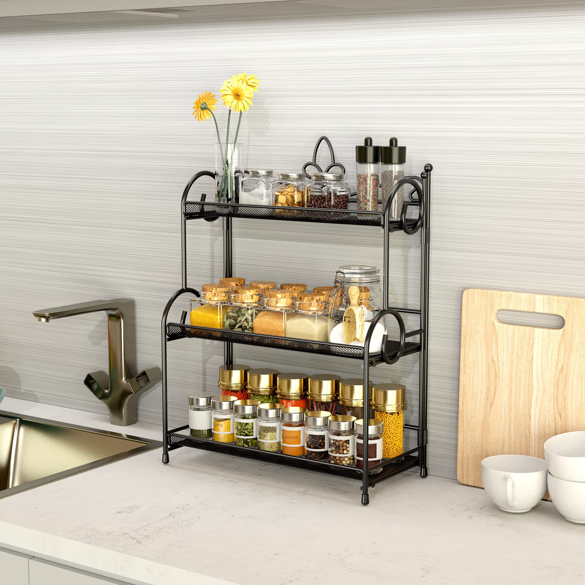 Yiukea Bathroom Organizer Countertop - 3 Tier Spice Rack Organizer, Counter Organization And Storage For Bathroom, Kitchen, Bedr