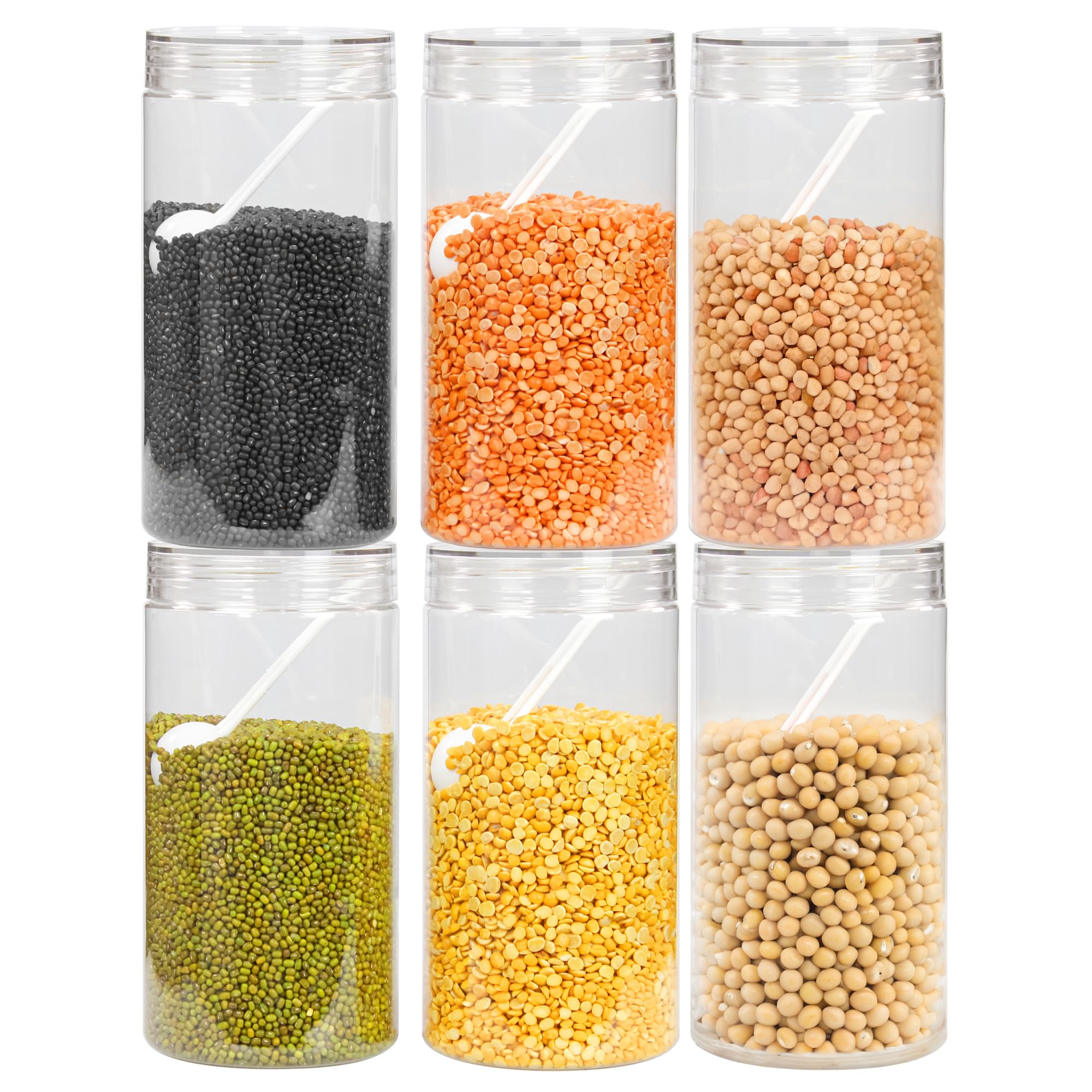 Pearlpet Tiffany Plastic Containers For Kitchen Storage |Plastic Container Set With Spoon |Bpa-Free, Stackable Jars |Transparent