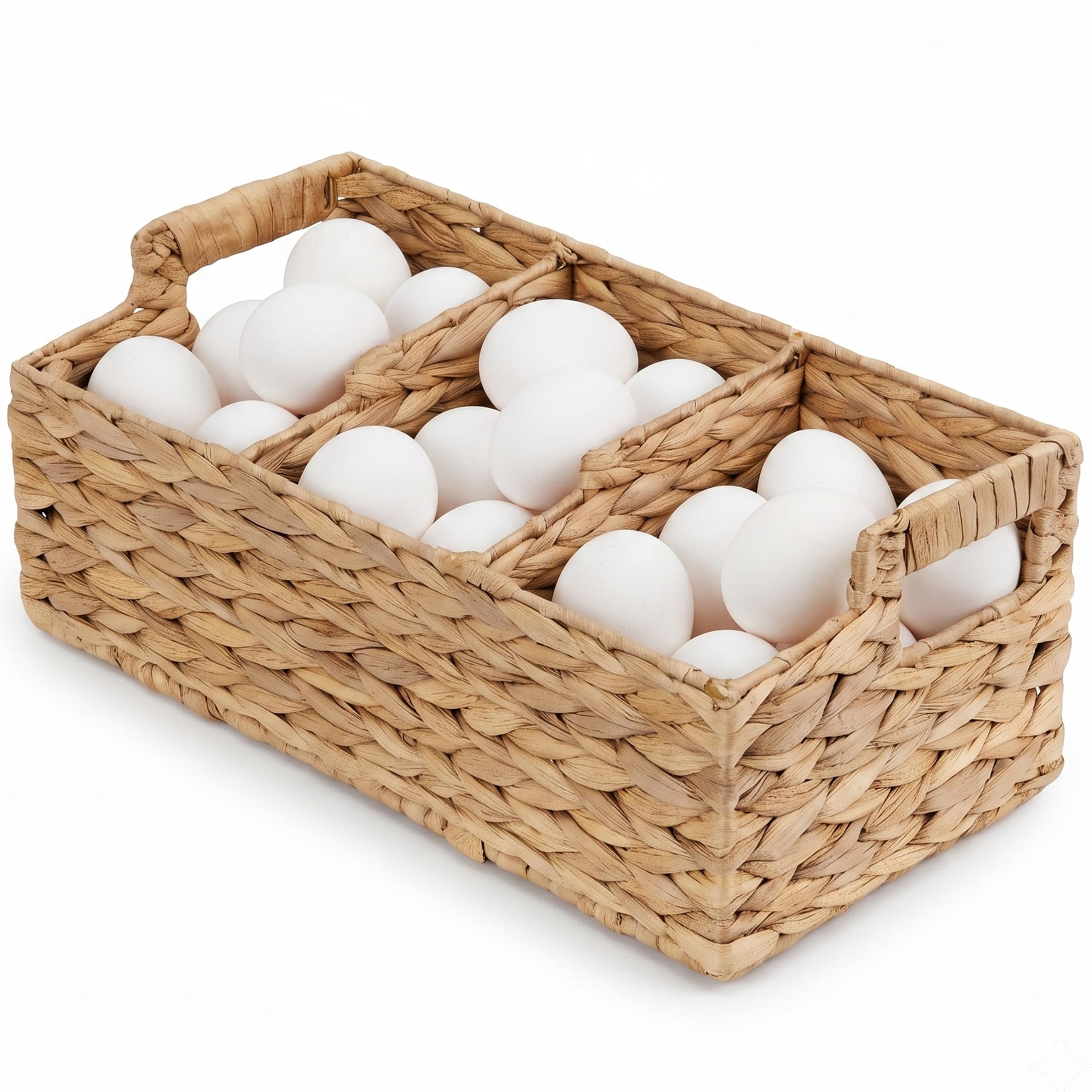 3Divider Egg Holder for Countertop, Egg Collecting Basket with Handle