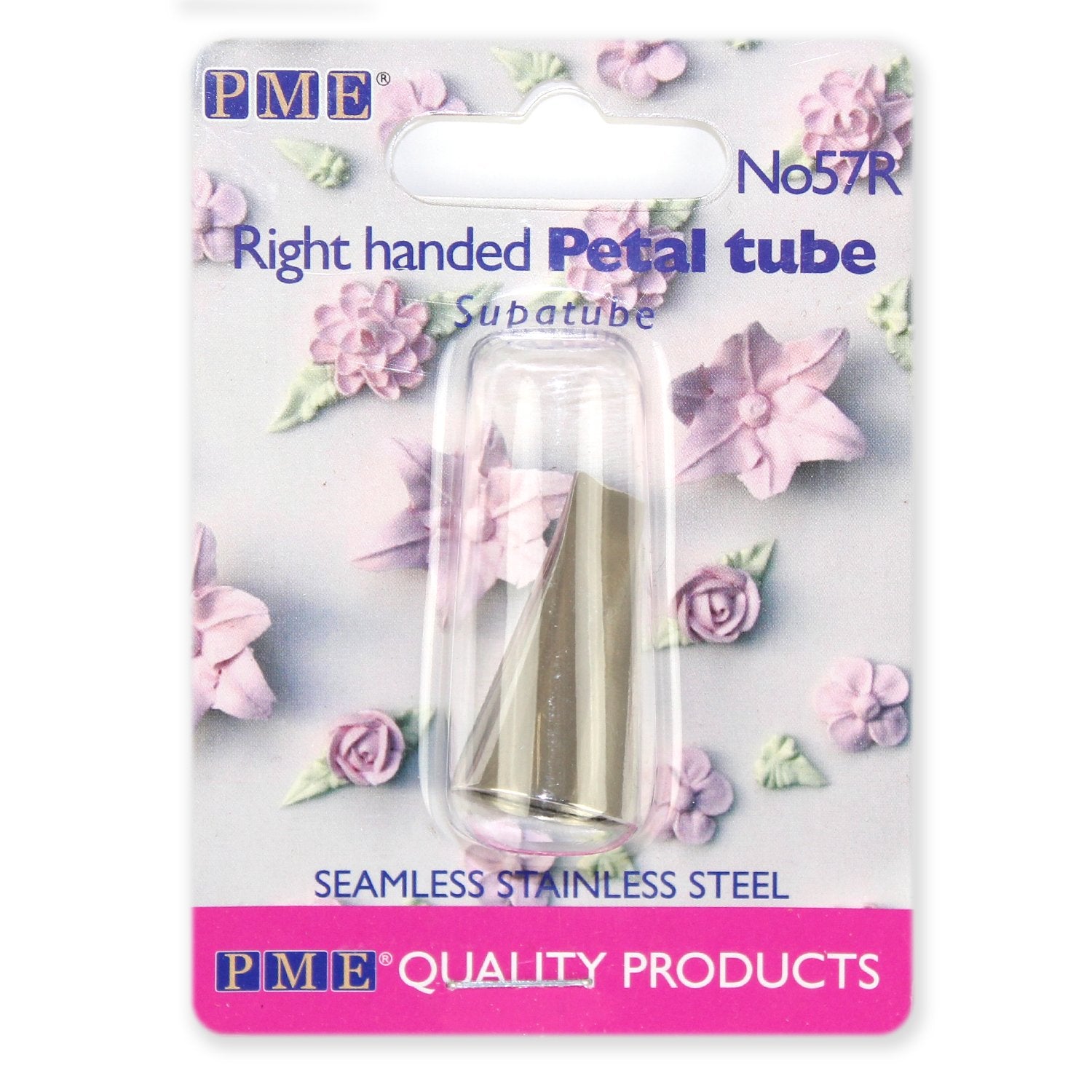 Pme 57R Seamless Stainless Steel Medium Petal Supatube Decorating Tip, For Right Handed Use
