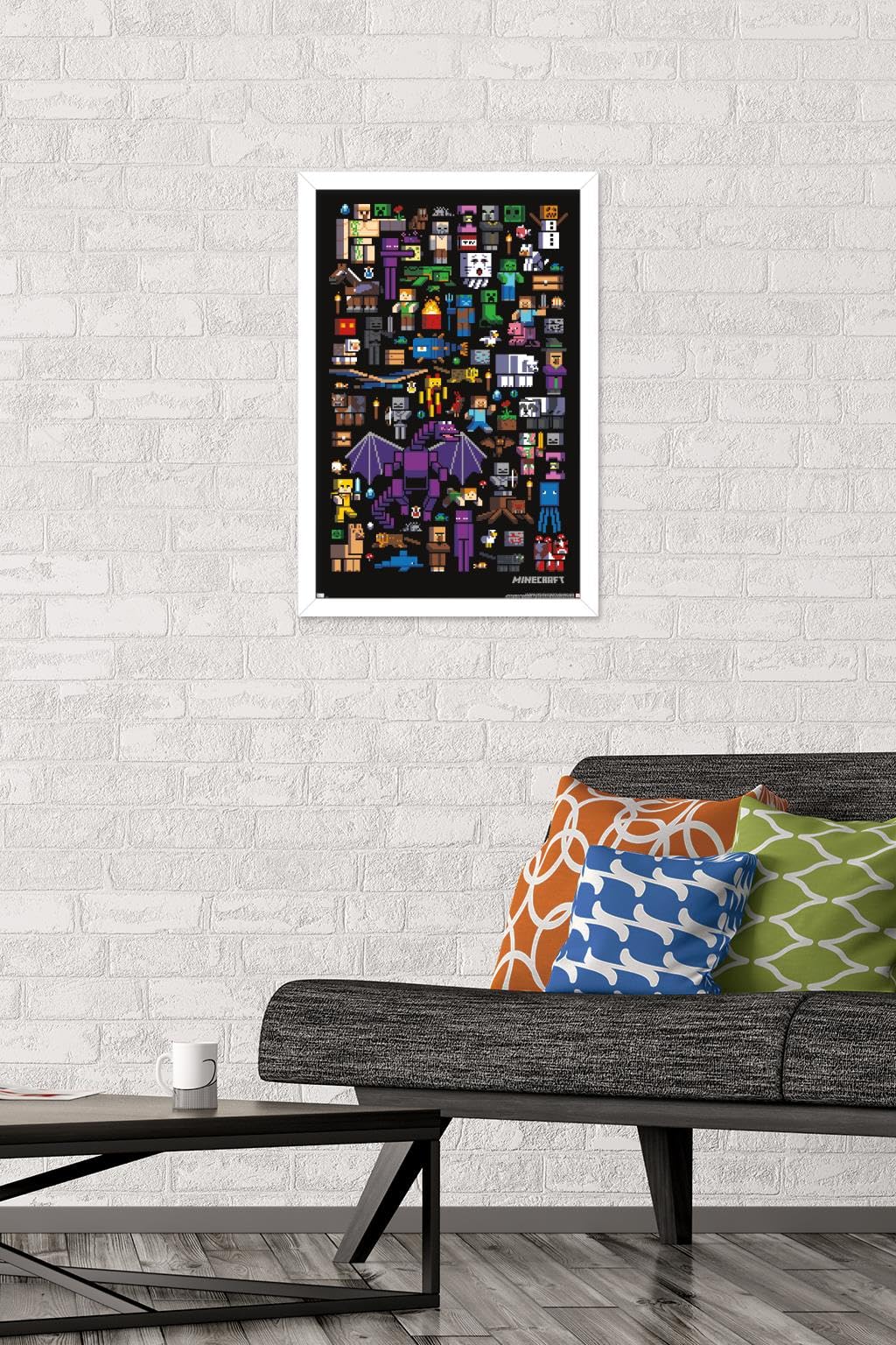 Trends International Minecraft - Mobbery Wall Poster, 14.725'' X 22.375'', White Framed Version
