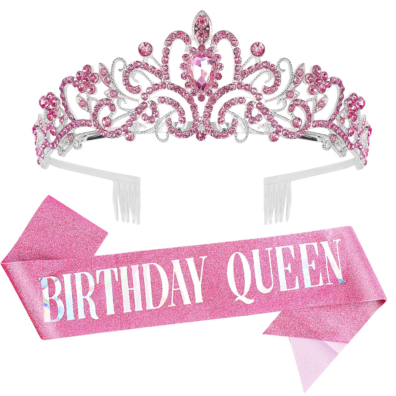 Birthday Tiara For Women, Tiara For Women Pink Rhinestone, Happy Birthday Queen Tiara For Women, Crown For Girls Tiaras Birthday