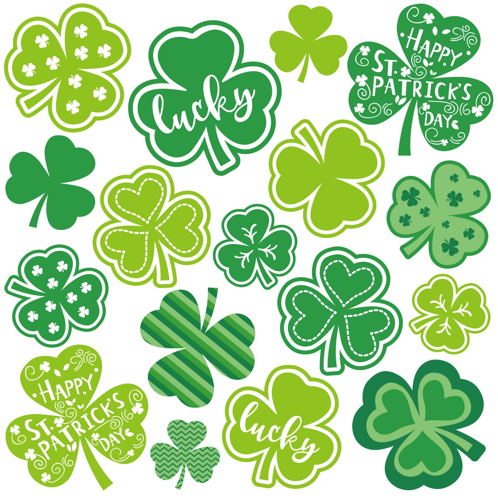 Whaline 17Pcs St. Patrick'S Day Refrigerator Magnets Green Shamrock Magnetic Stickers Lucky Clover Decorative Garage Magnet For