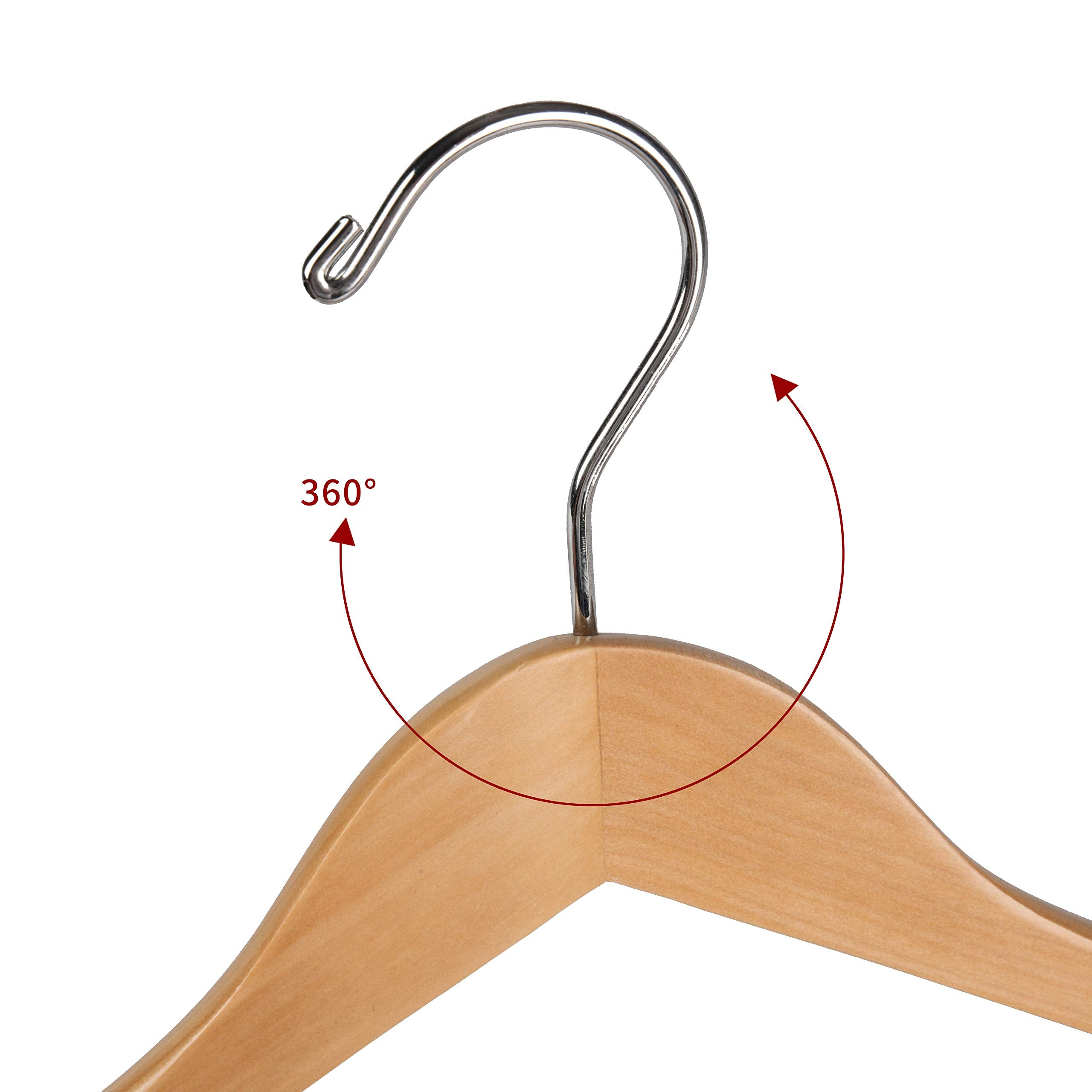 Luxury Wide Shoulder Wooden Hangers 2 Pack, With Locking Bar, Smooth Natural Finish Wood Suit Hanger Coat Hanger For Closet, Hol