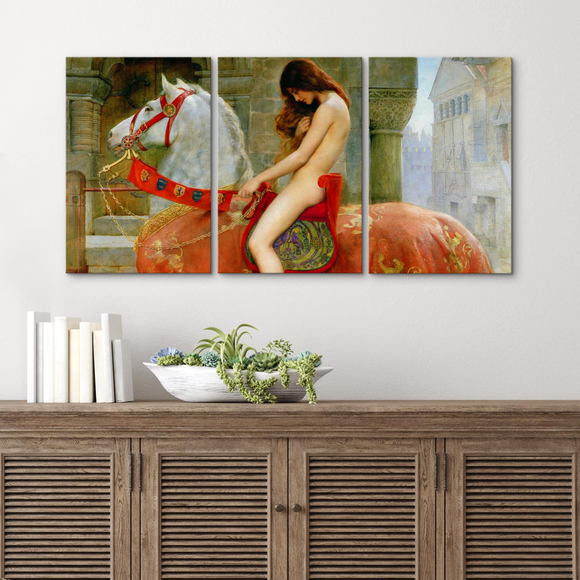 Wall26 Canvas Print Wall Art Set Lady Godiva By John Collier Cultural Historic Oil Painting Fine Art Reproduction Scenic Colorfu