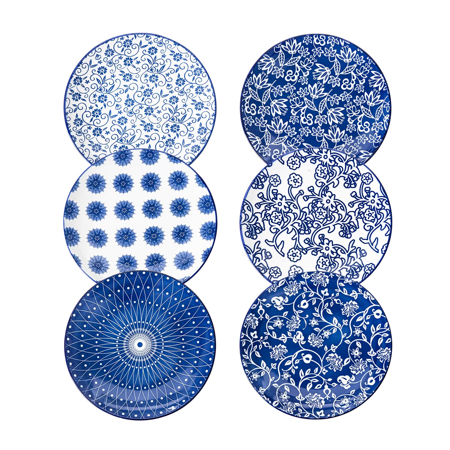 Cerkik Ceramic Salad Plates Set - 8.5 Inch Small Round Dessert Dishes for Kitchen Dinner Pasta Appetizer Sandwich - Scratch Resi