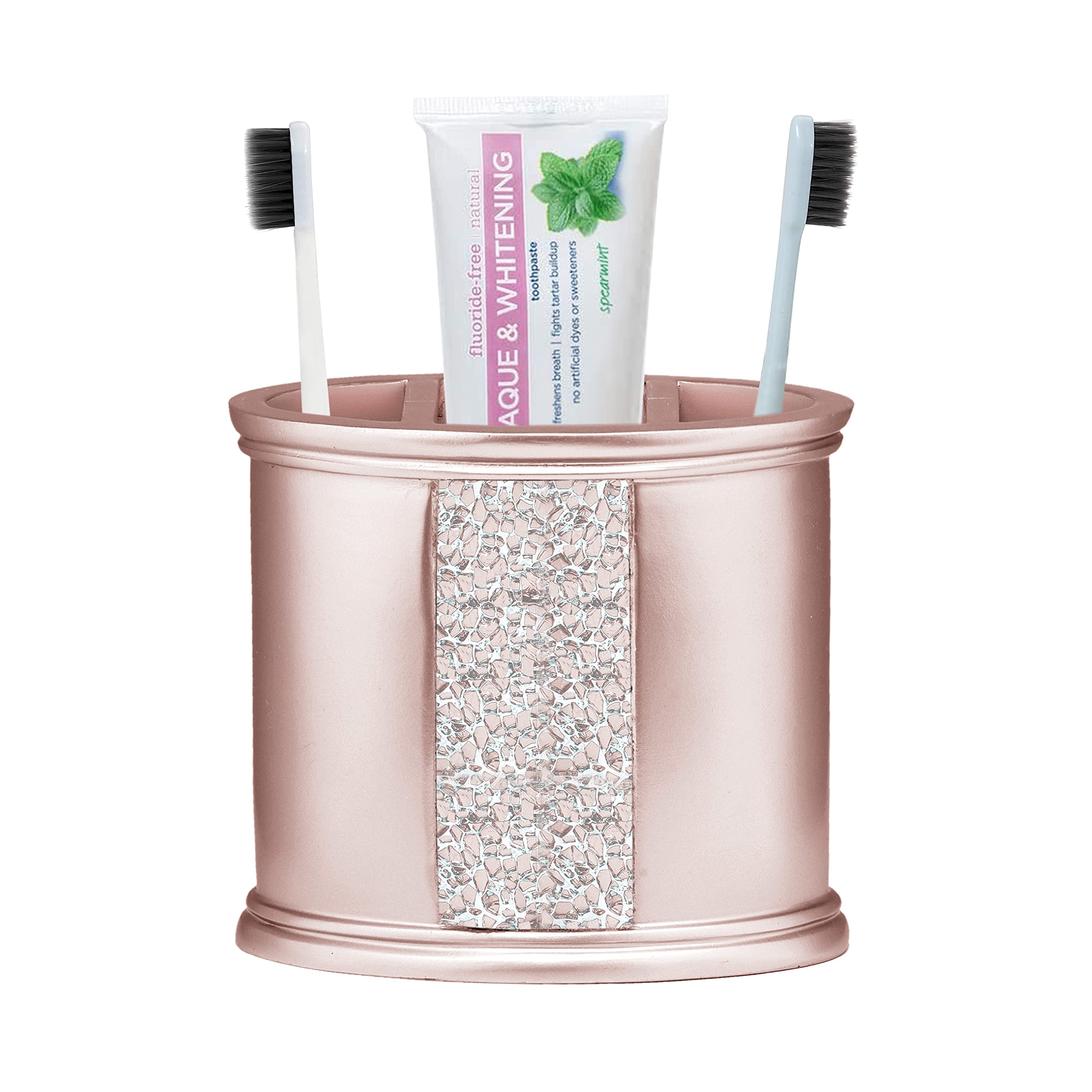 Zahari Home Sinatra Bath Tooth Brush Holder Modern Tooth Brush And Toothpaste Holder, Blush