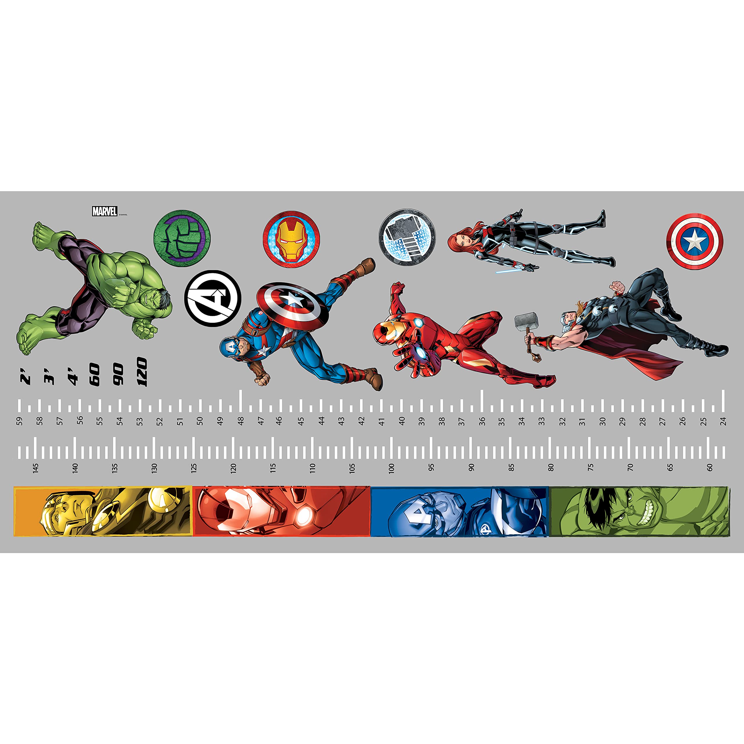 Roommates Rmk5198Gc Growth Chart Peel And Stick Wall Decals, Blue, Red, Black