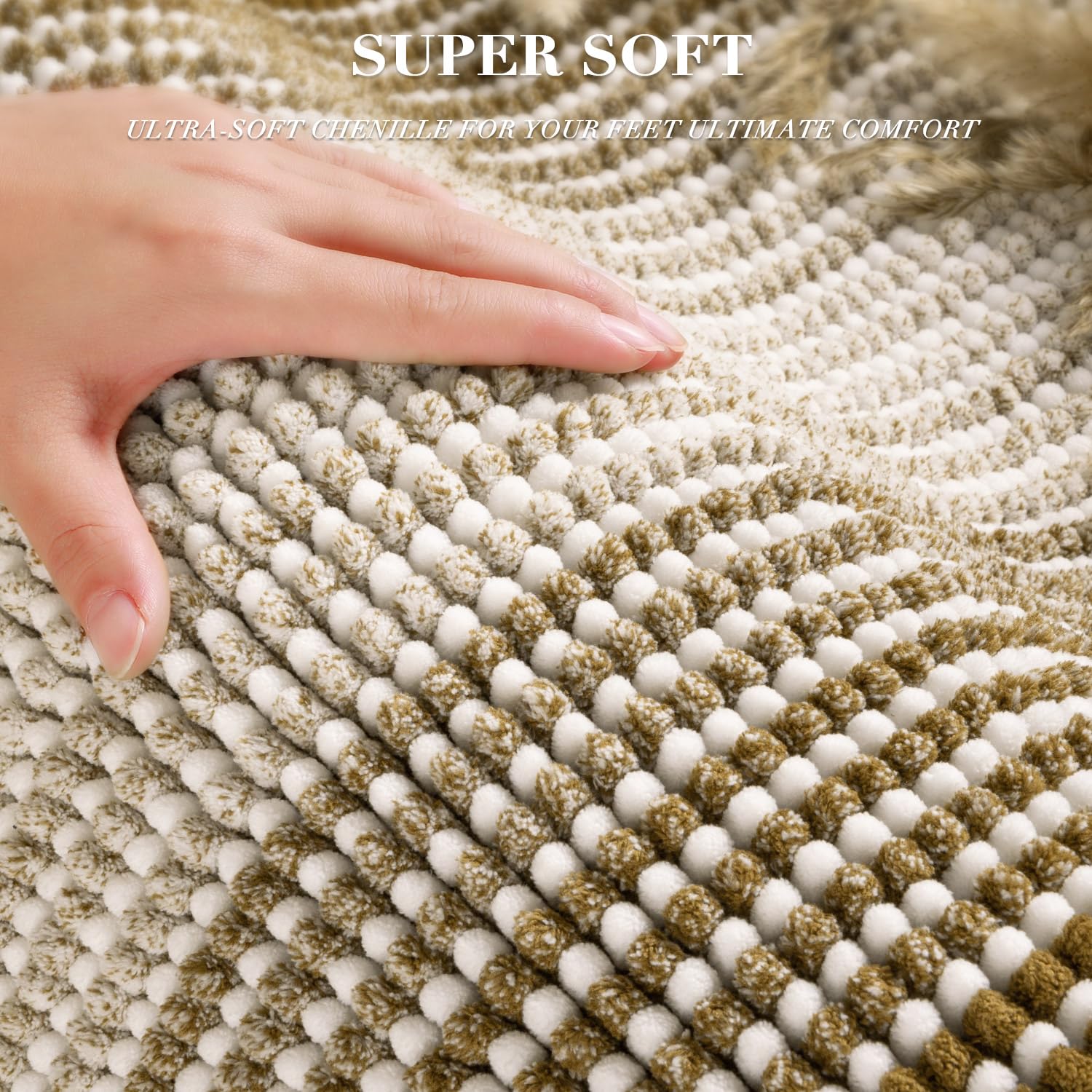 BSICPRO Bathroom Rugs and Mats Sets, 2 Piece Thick Absorbent Chenille Non Slip, Soft Shaggy Bath Room Floor Mats for Bathroom, M