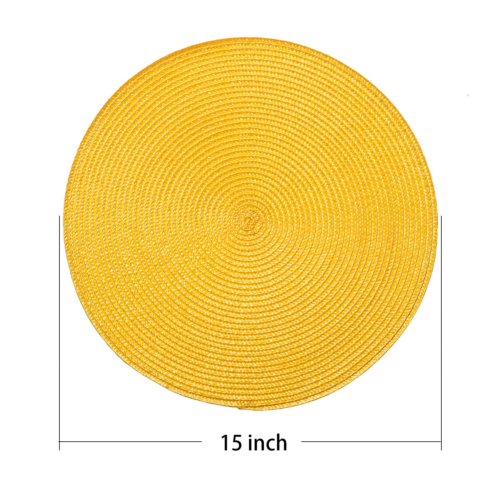 Ahhfsmei Round Braided Placemats 15 Inch Round Table Mats For Dining Tables Natural Woven Heat Resistant Place Mats Set Of 8 (Ye
