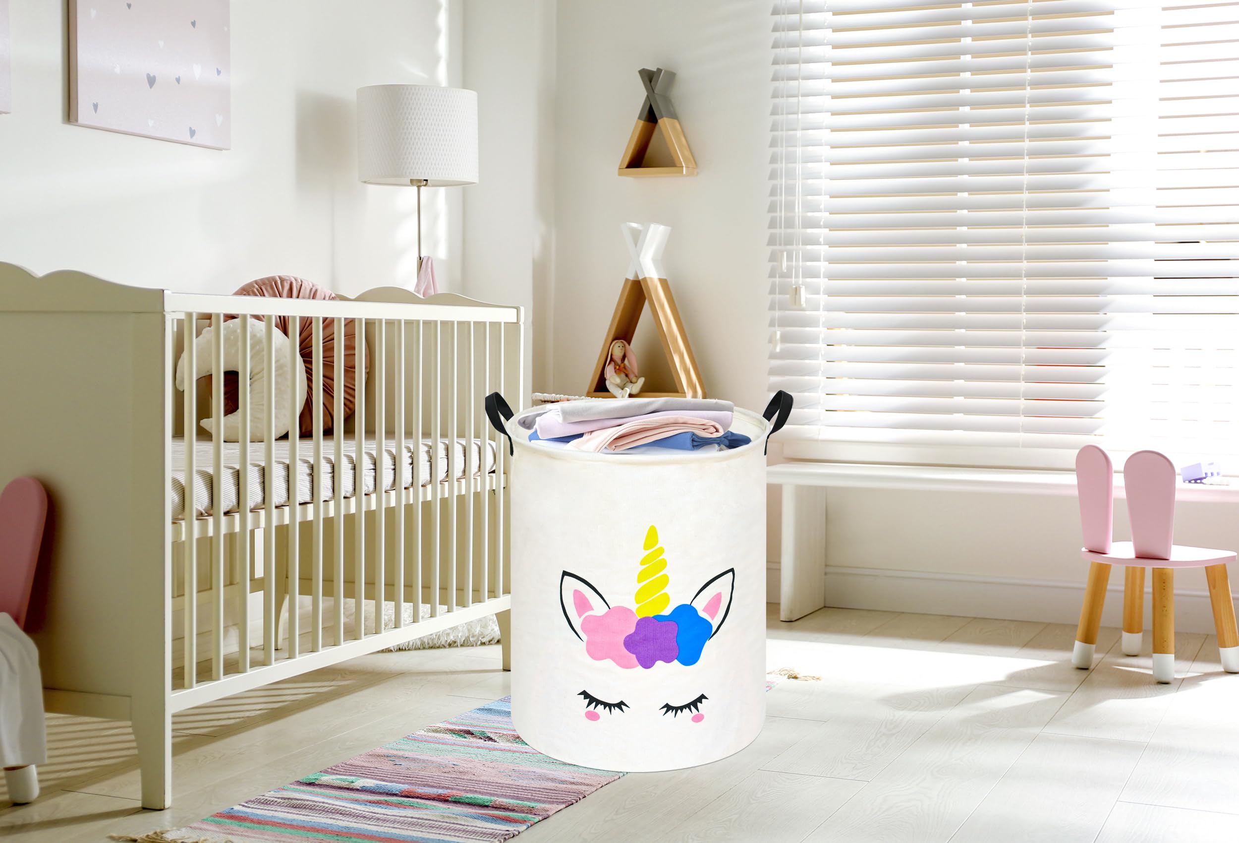 Baby Laundry Basket Girls Waterproof Storage Bins Nursery Hamper Decorative Storage Toy Box Gift Baskets For Home,Office,Home De