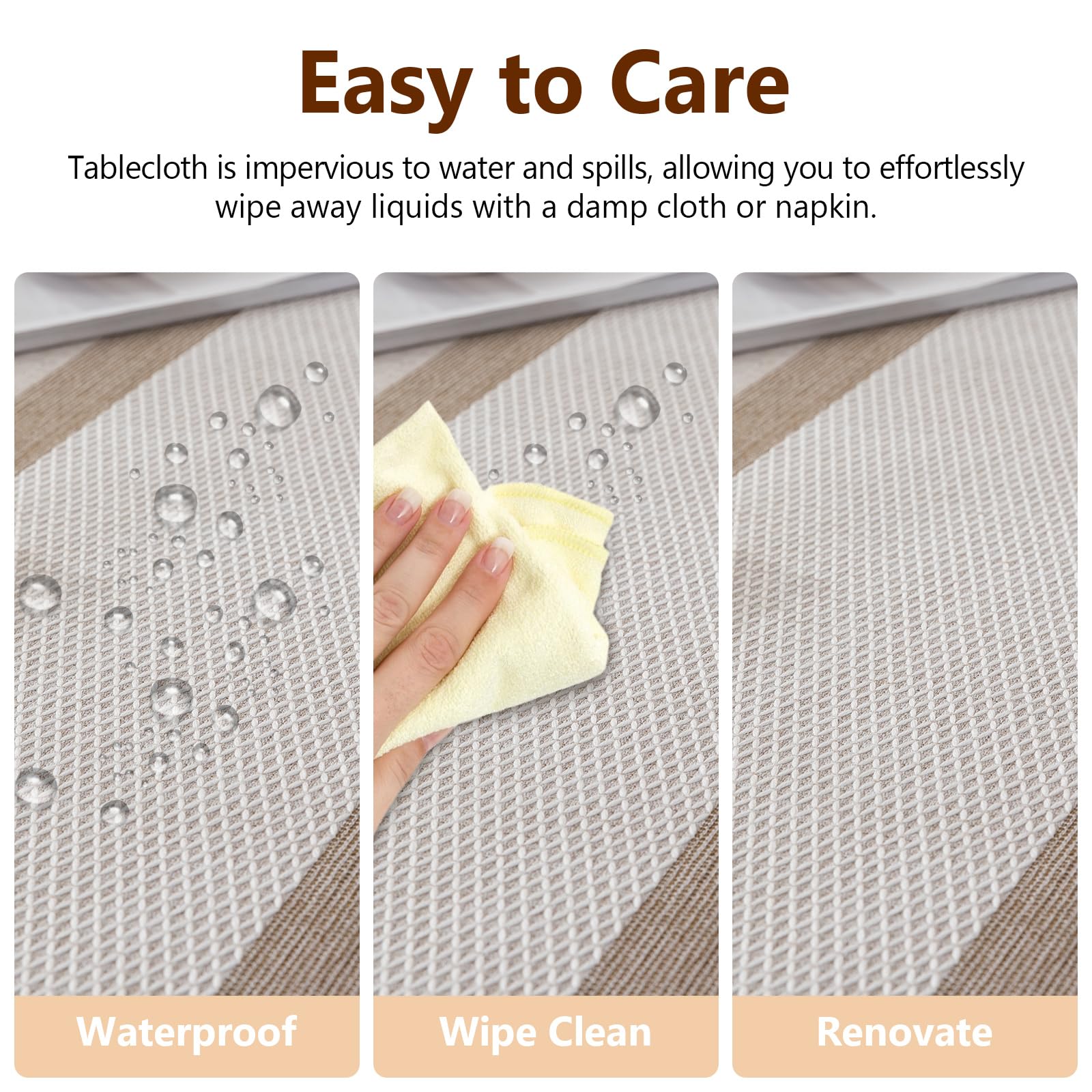 Deep Dream Tablecloth  Embroidered Table Cloth Cotton Linen Wrinkle Free Tablecloths Washable Dust-Proof Table Cover for Kitchen Dinning Party (Square  55 x 102 Inch  Beige)