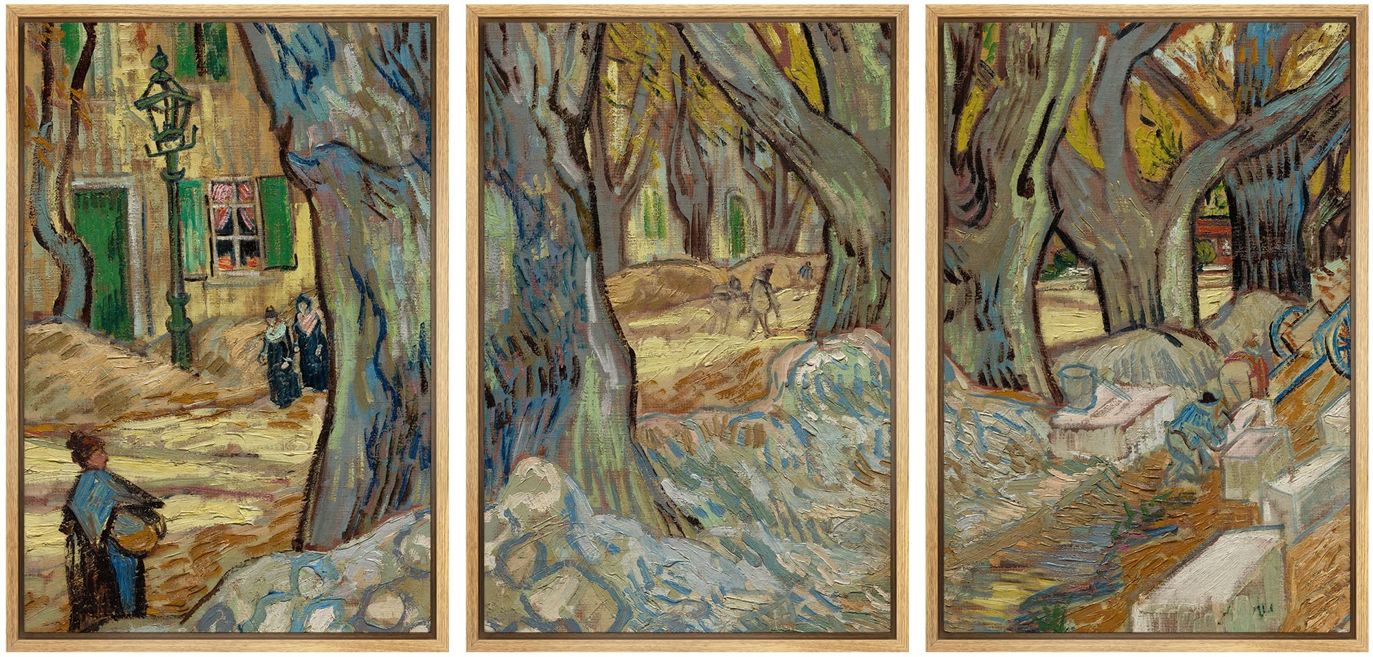 Wall26 Framed Canvas Print Wall Art Set The Large Plane Trees (Road Menders) Vincent Van Gogh Classical Illustrations Fine Art D