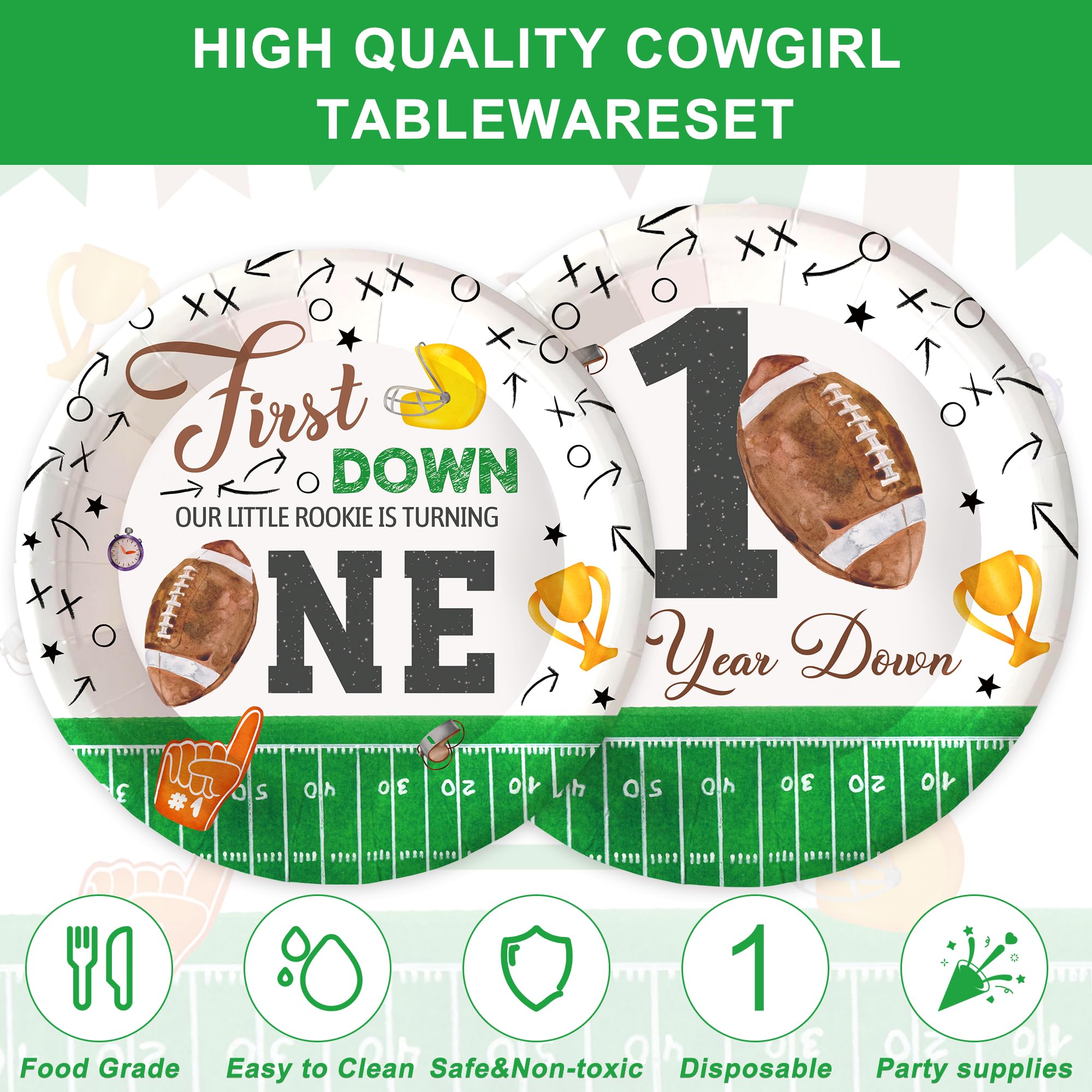 120Pcs First Down Football Birthday Party Supplie For Baby Boys Kids 1St Football Birthday Party Decorations Fist Down Game On T