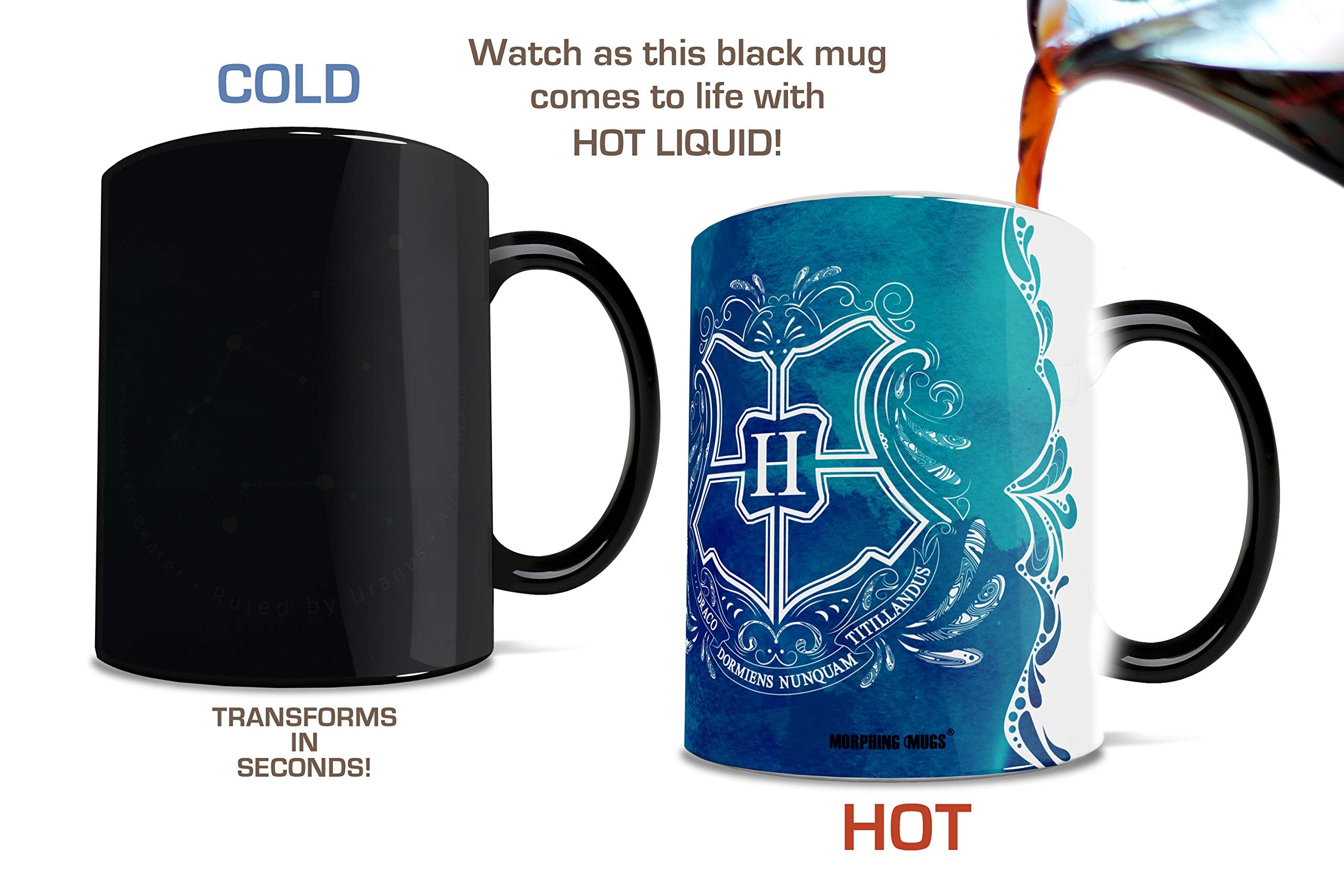 Morphing Mugs Harry Potter - Ravenclaw - Aguamenti - One 11 oz Color Changing Heat Sensitive Ceramic Mug - Image Revealed When H