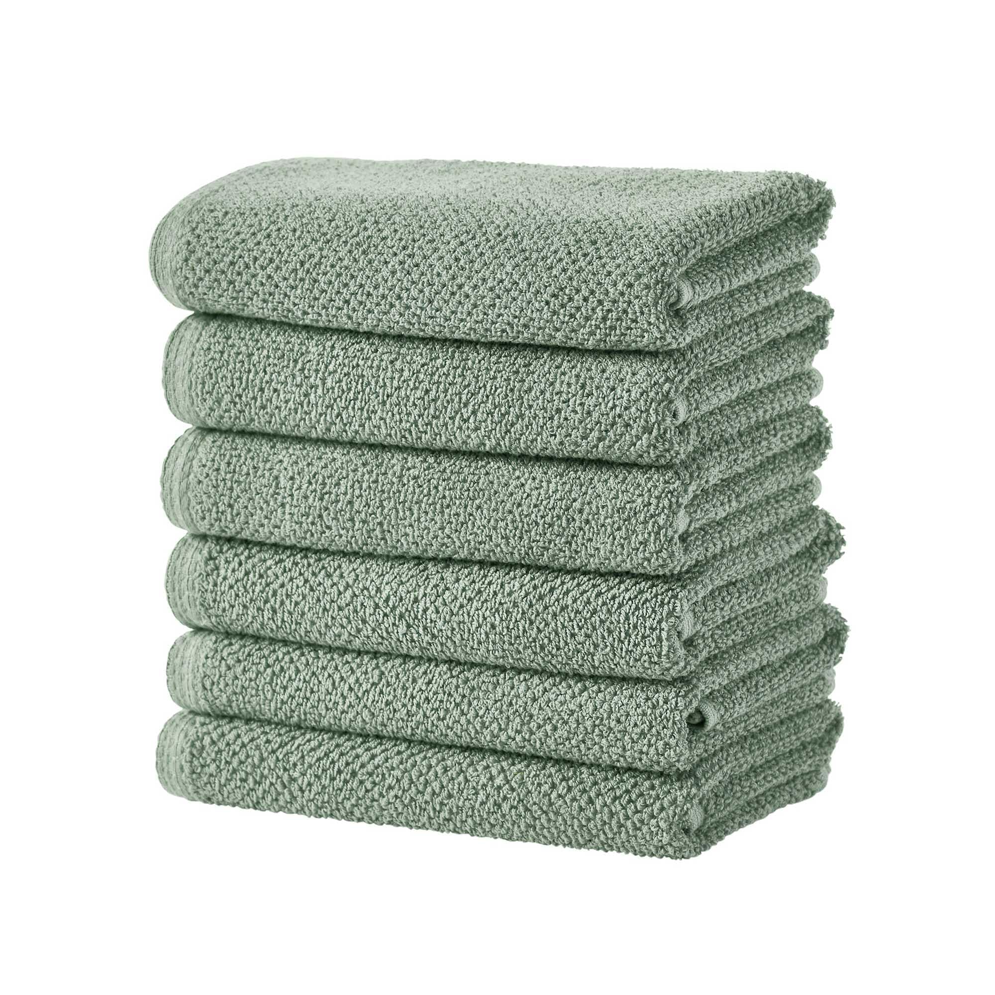 Green Hand Towels - 100% Cotton 6 Pack 26x16 Hand Towel Set - Absorbent, Quick-Drying, Durable Towels for Handroom Decor - Low-T