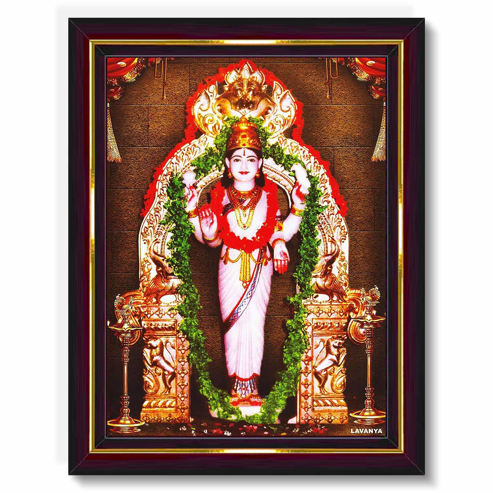 Pavan Photo Laminations Vasavi Kanyaka Parameshwari Parameswari Wall Painting Framed Home Decor (Wood,Matte,Brown,Small Size,6 x