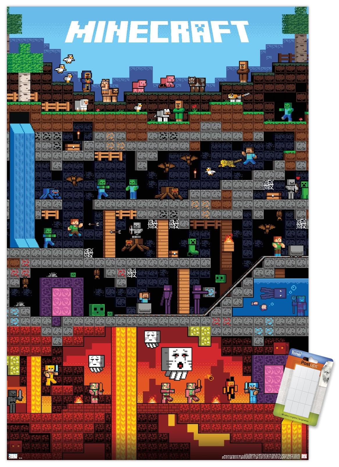 Trends International Minecraft - Worldly Wall Poster, 22.375'' X 34'', Poster & Mount Bundle