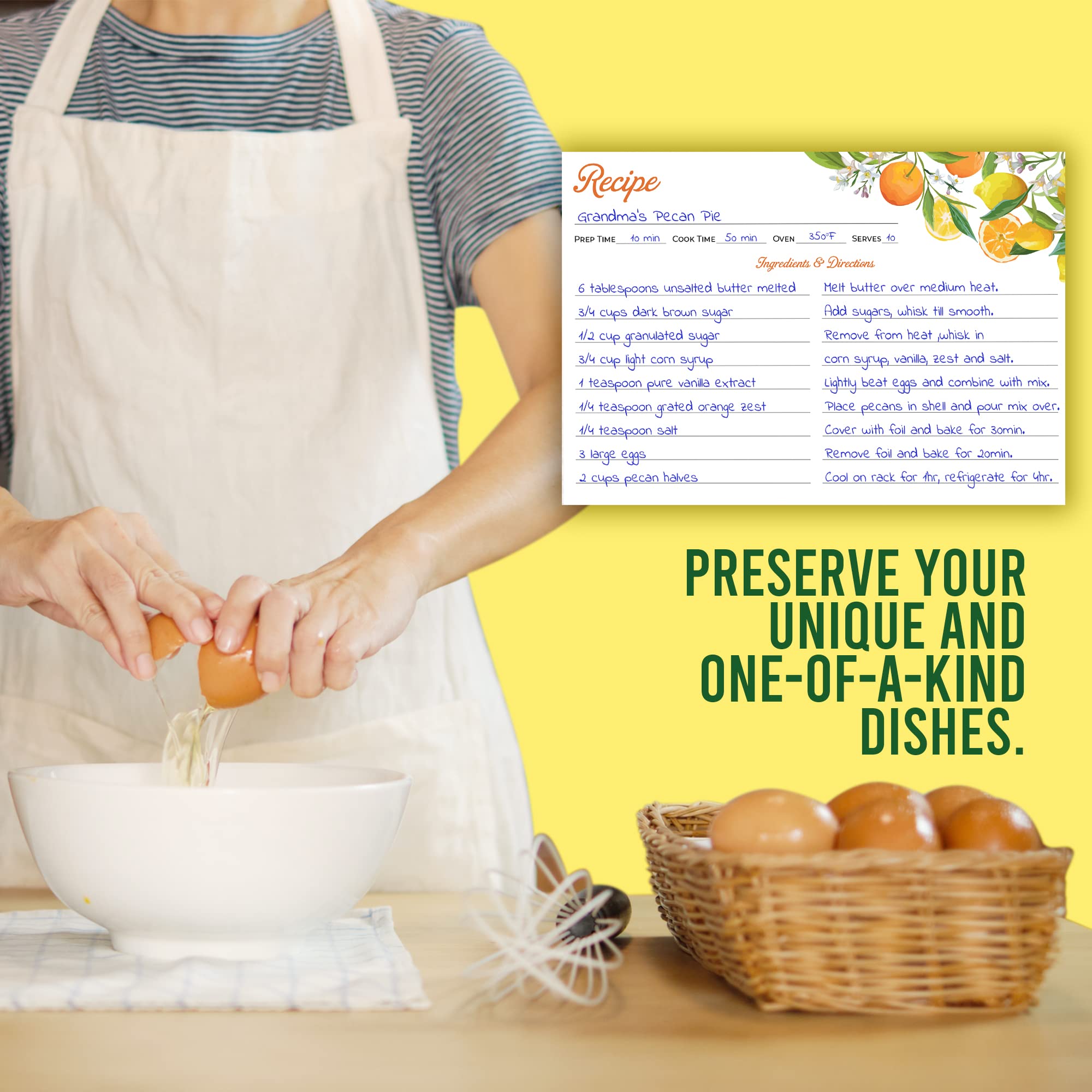 4X6 Recipe Cards Double Sided, 60 Pcs. Recipe Sheets, Kitchen Decor, Premium & Durable Kitchen Supplies, Easy To Write On Recipe